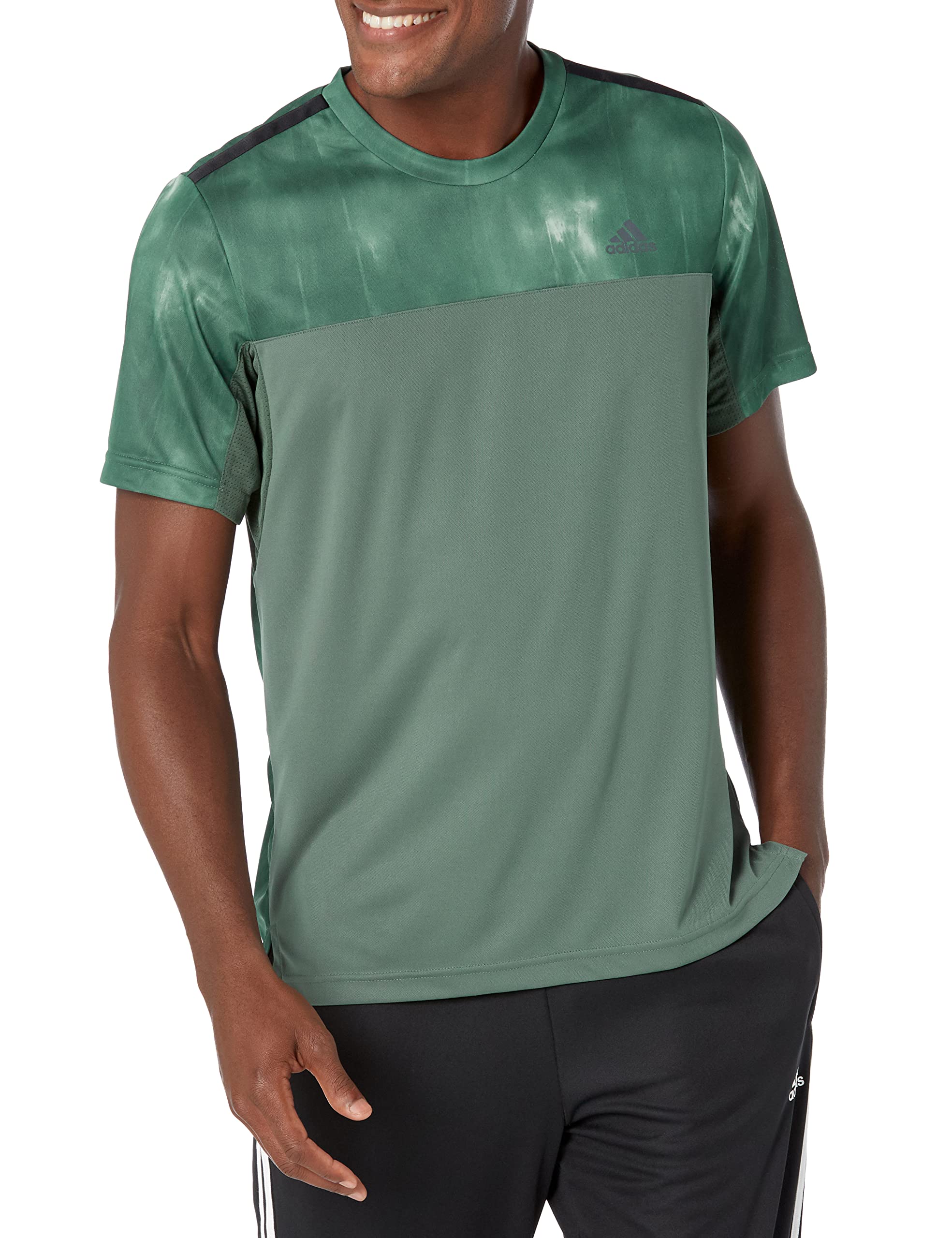 adidas Men's Aeroready Workout Chalk Printed Training T-Shirt - Moisture Wicking Quick Dry Activewear for Gym, Running & Sports