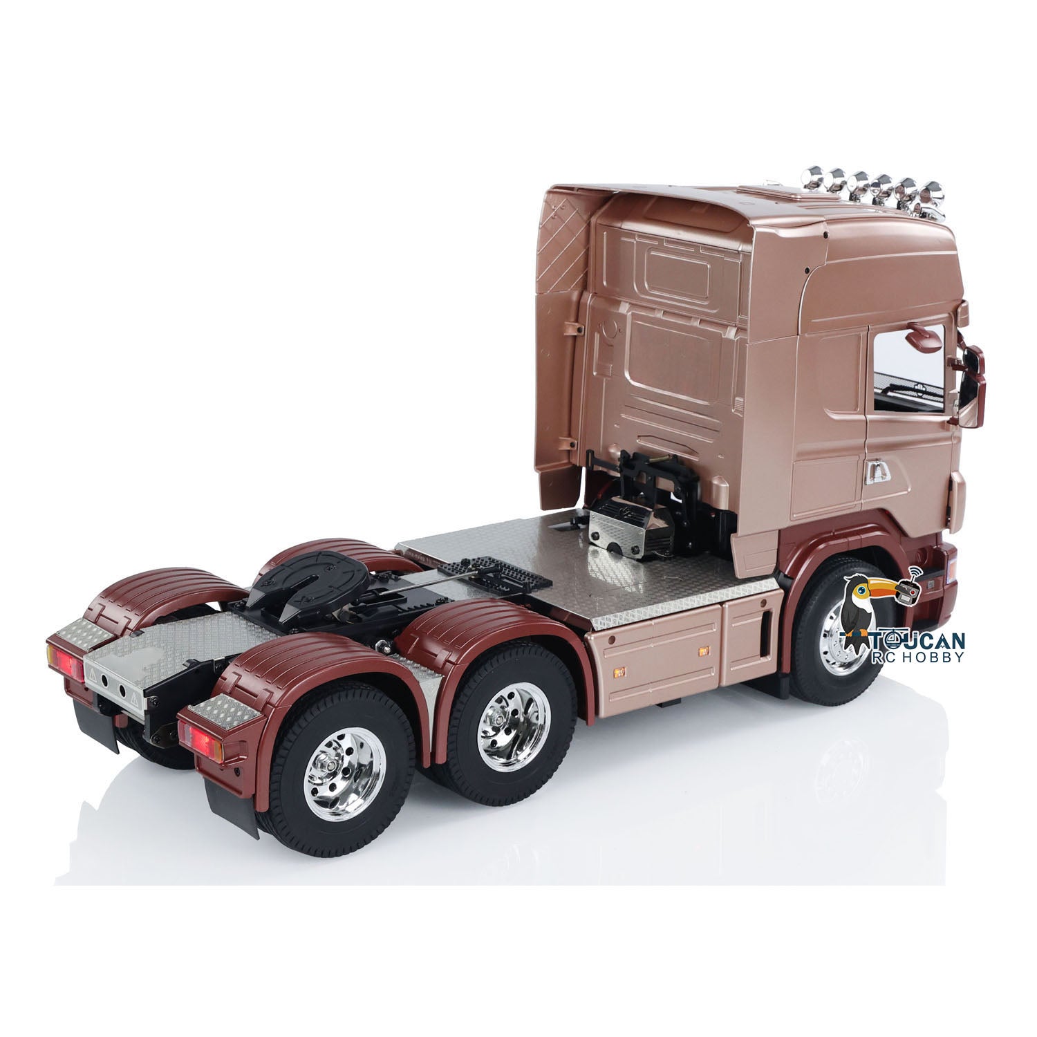 1/14 Scale 3 Axles R620 6x4 RC Tractor Truck - High Roof Cabin, DIY Remote Control Lorry Car Model with RTR ST8 Radio System, ESC, Smoke & Light Effects - Perfect for Hobbyists, Collectors and RC Truck Racing Enthusiasts