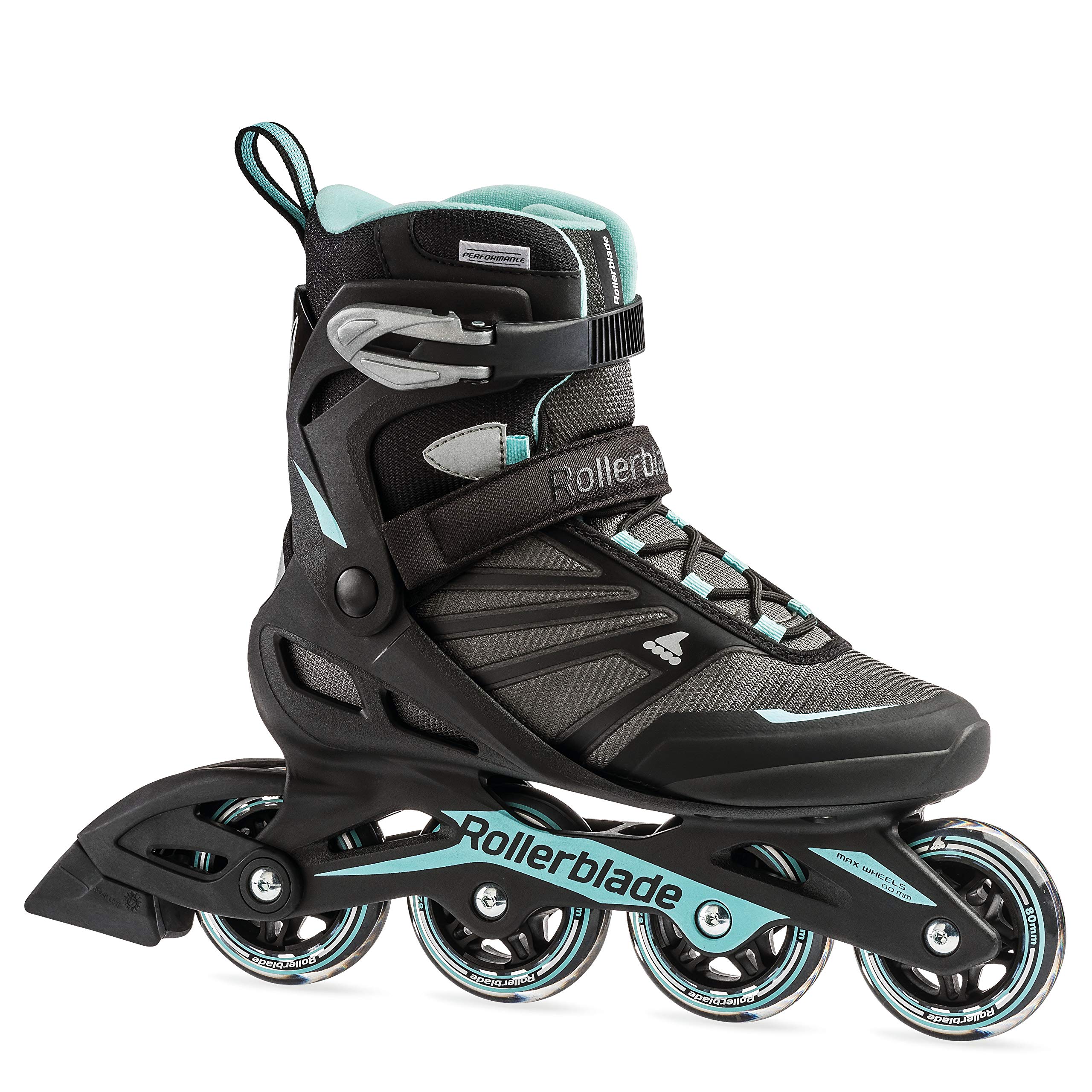 Rollerblade Zetrablade Women's Adult Fitness Inline Skates - Lightweight Performance Skates for Women in Black & Light Blue | Perfect for Outdoor Exercise, Fitness Training & Recreational Skating
