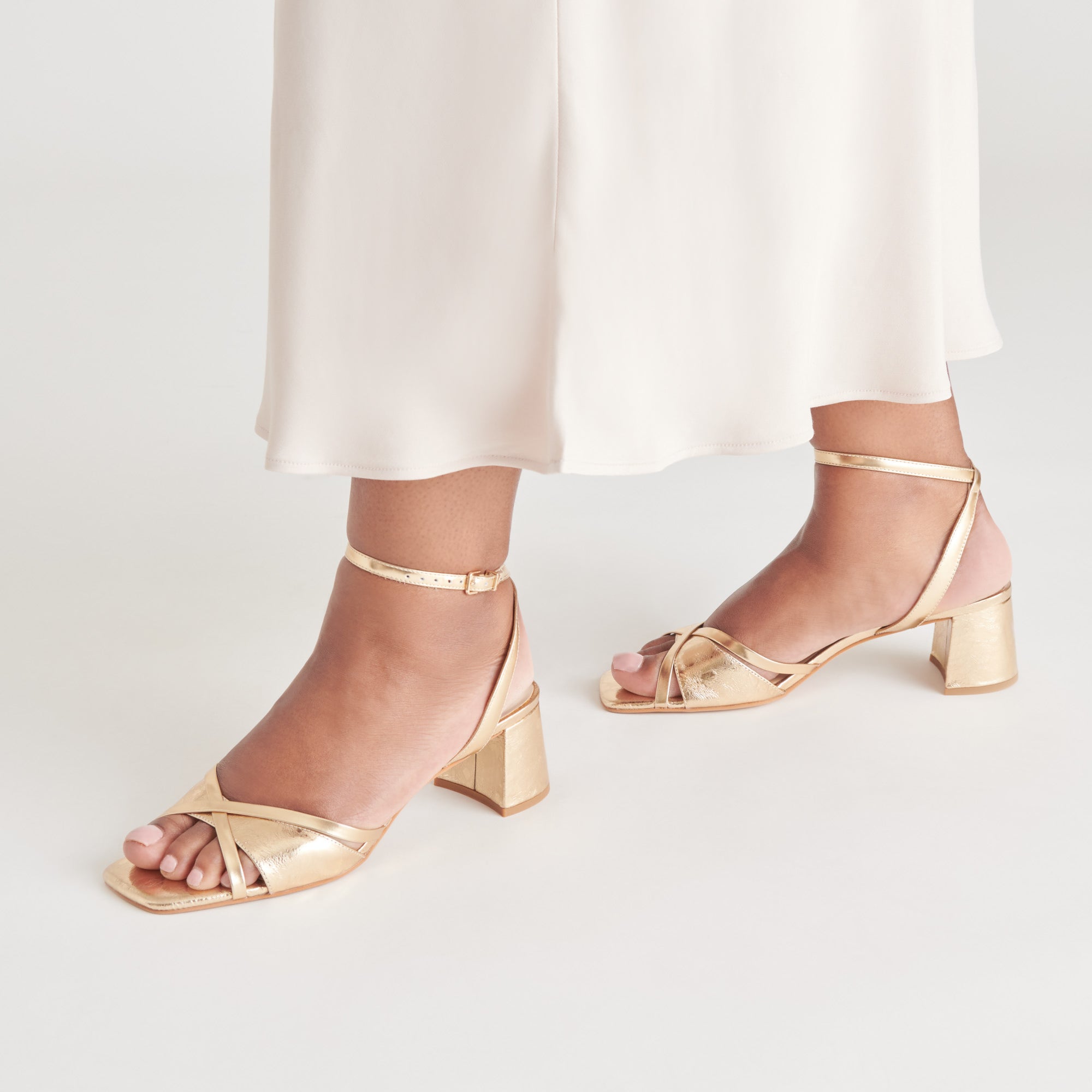 BLAKLY Women's Gold Distressed Leather Heels - Stylish High Heels for Parties, Weddings & Evening Events