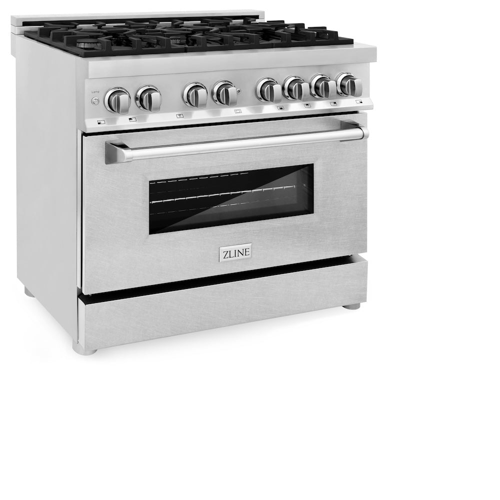 ZLINE 36-inch 4.6 cu. ft. Dual Fuel Range with 6-Burner Gas Cooktop & Electric Convection Oven - Stainless Steel with Satin Finish - Perfect for Modern Kitchens & Professional Cooking (RA SN 36)
