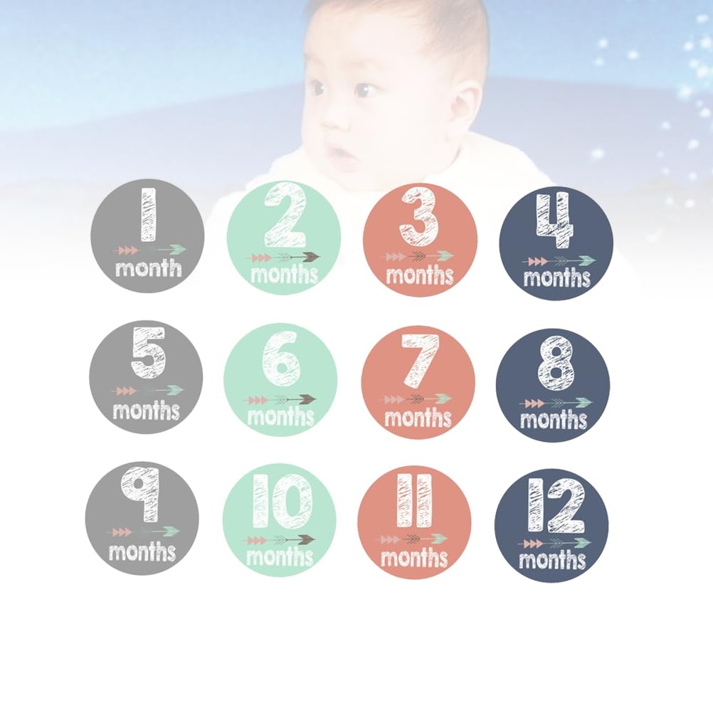 NUOBESTY 12-Piece Baby Monthly Milestone Stickers Set for Boys & Girls - Perfect for 1-12 Month Photo Shoots, Baby Showers & First Birthday Decorations