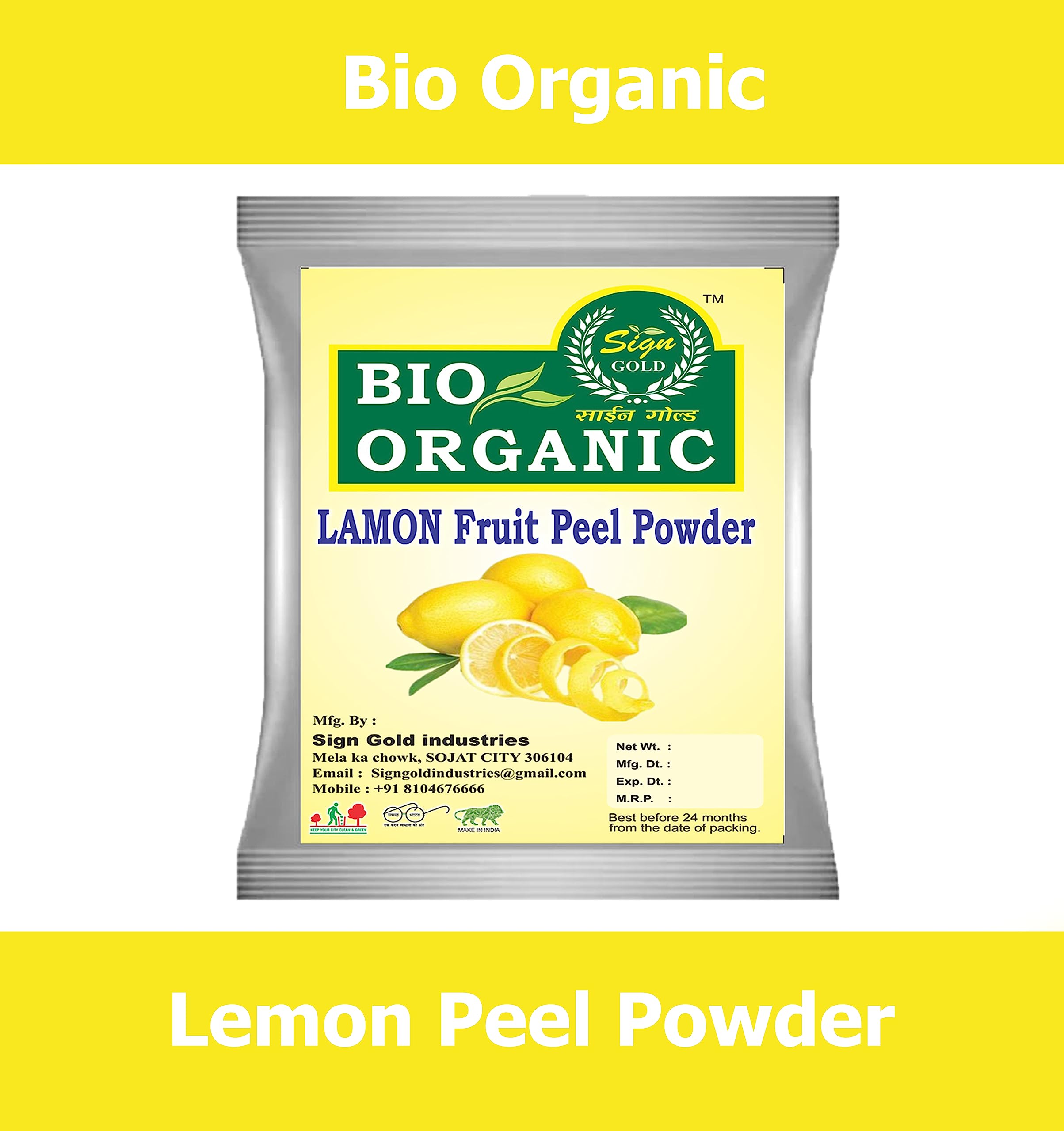 Organic Gold Lemon Peel Powder for Hair & Skin Care - 100g | Brightening, Exfoliating & Nourishing | DIY Face Masks, Hair Treatments & Natural Beauty Recipes