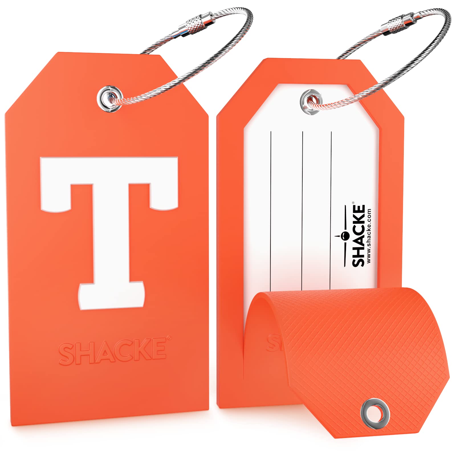 Shacke Initial Luggage Tag with Full Privacy Cover & Stainless Steel Loop - Personalized Letter T - Durable Travel Accessory for Suitcases, Backpacks & Carry-On Bags