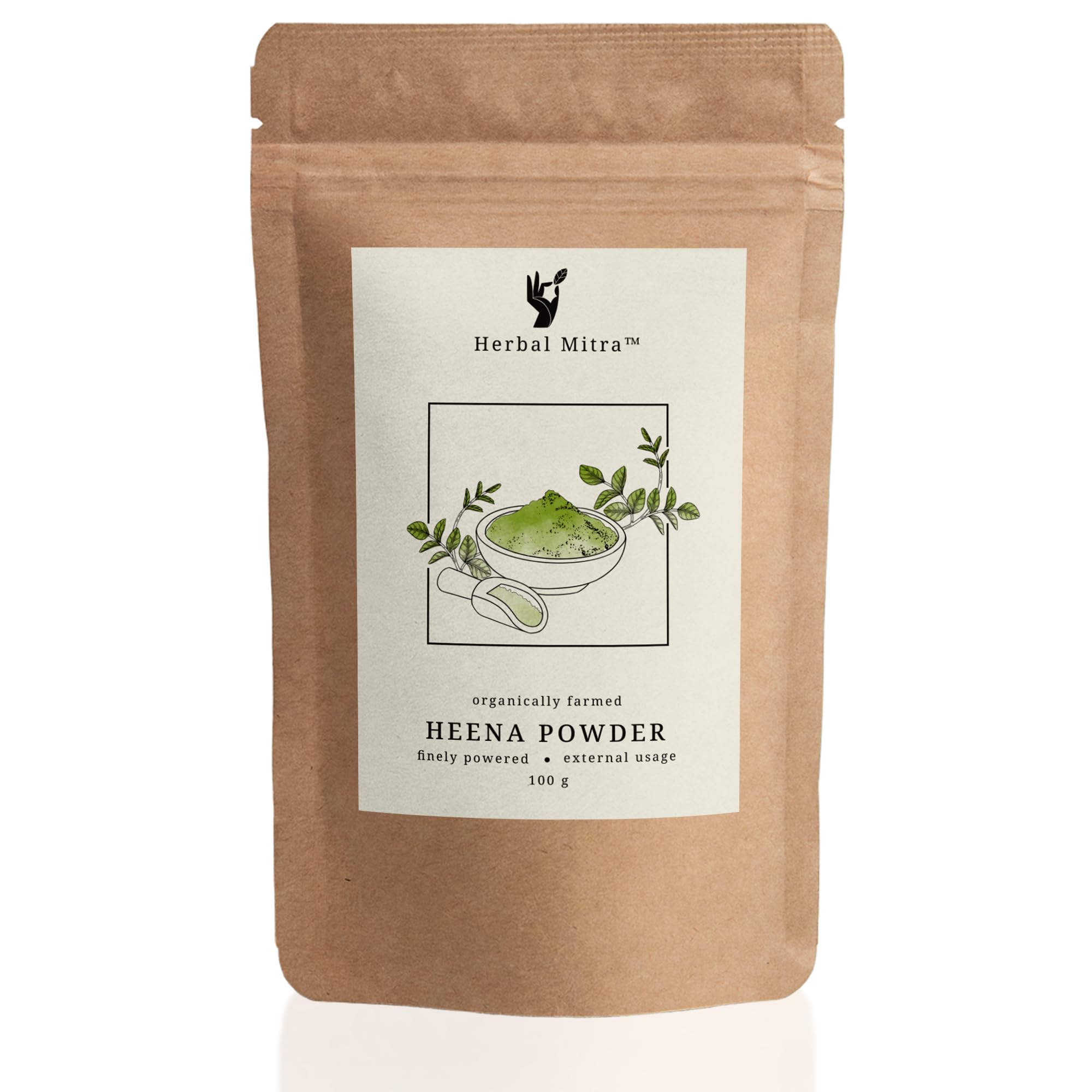Herbal Mitra Natural Henna Hair Conditioner Powder for Women & Men | Pure Heena for Shine & Nourishment | Paraben, Chemical & Sulfate Free | Eco-Friendly Paper Pouch (100g) | Perfect for Dry, Damaged Hair & Natural Hair Care Routine