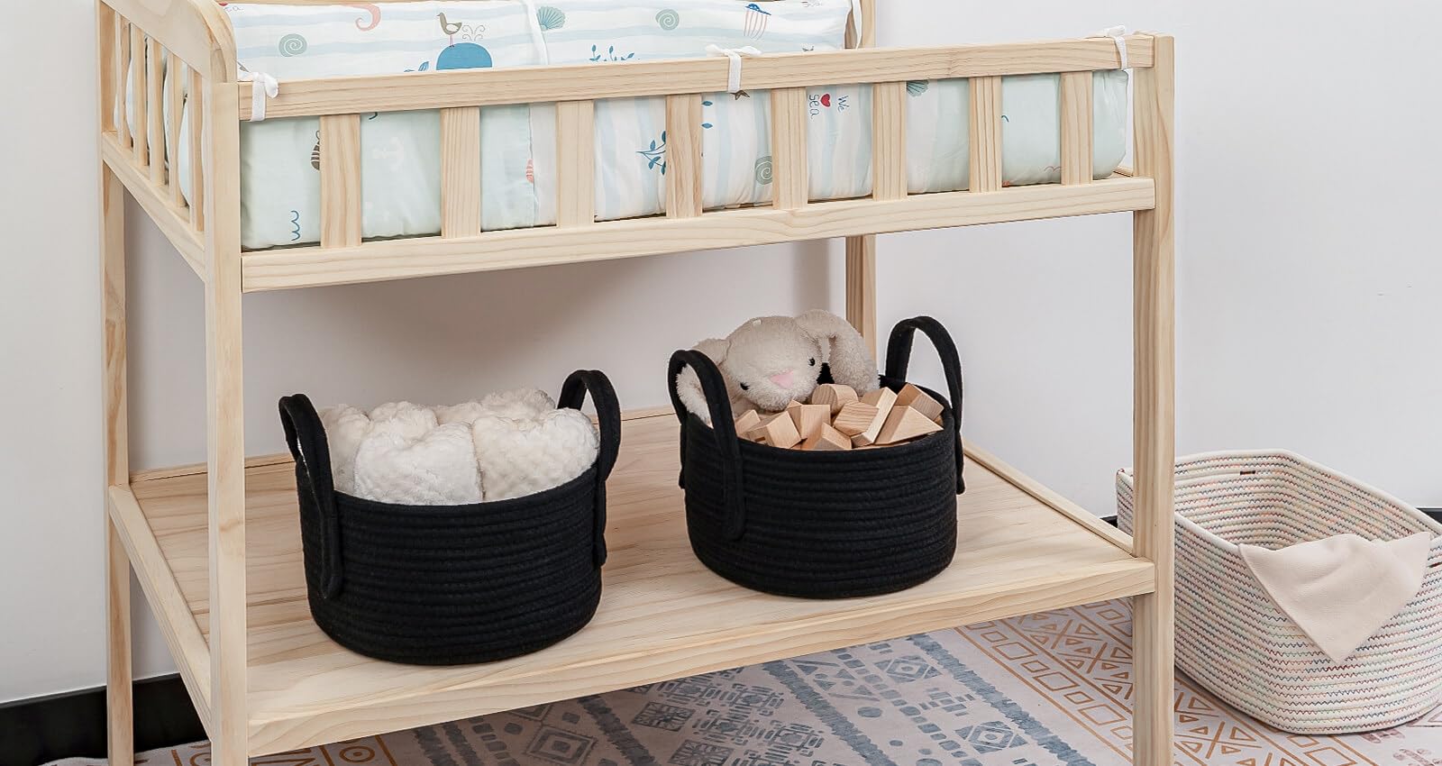 CubesLand Small Black Woven Storage Basket Set - 9.5x5.5 Inch Decorative Organizer for Home, Nursery, Pet Toys, Halloween & Christmas Gifts | Perfect for Shelves, Closets and Party Decorations