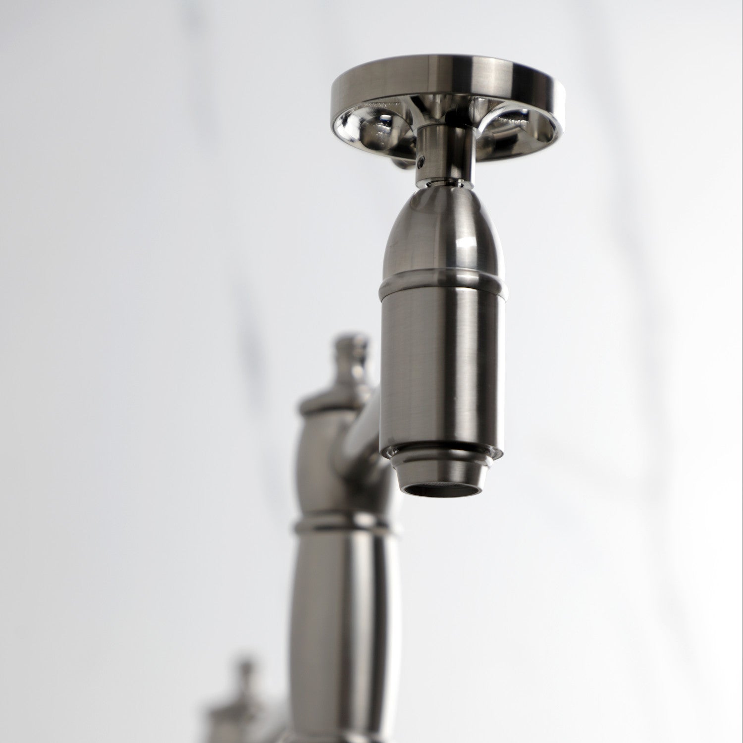 Belknap KS3708RX Brushed Nickel Two Handle Deck Mount Pot Filler Faucet - Ideal for Kitchen Sink, Stove, and Cooking Area