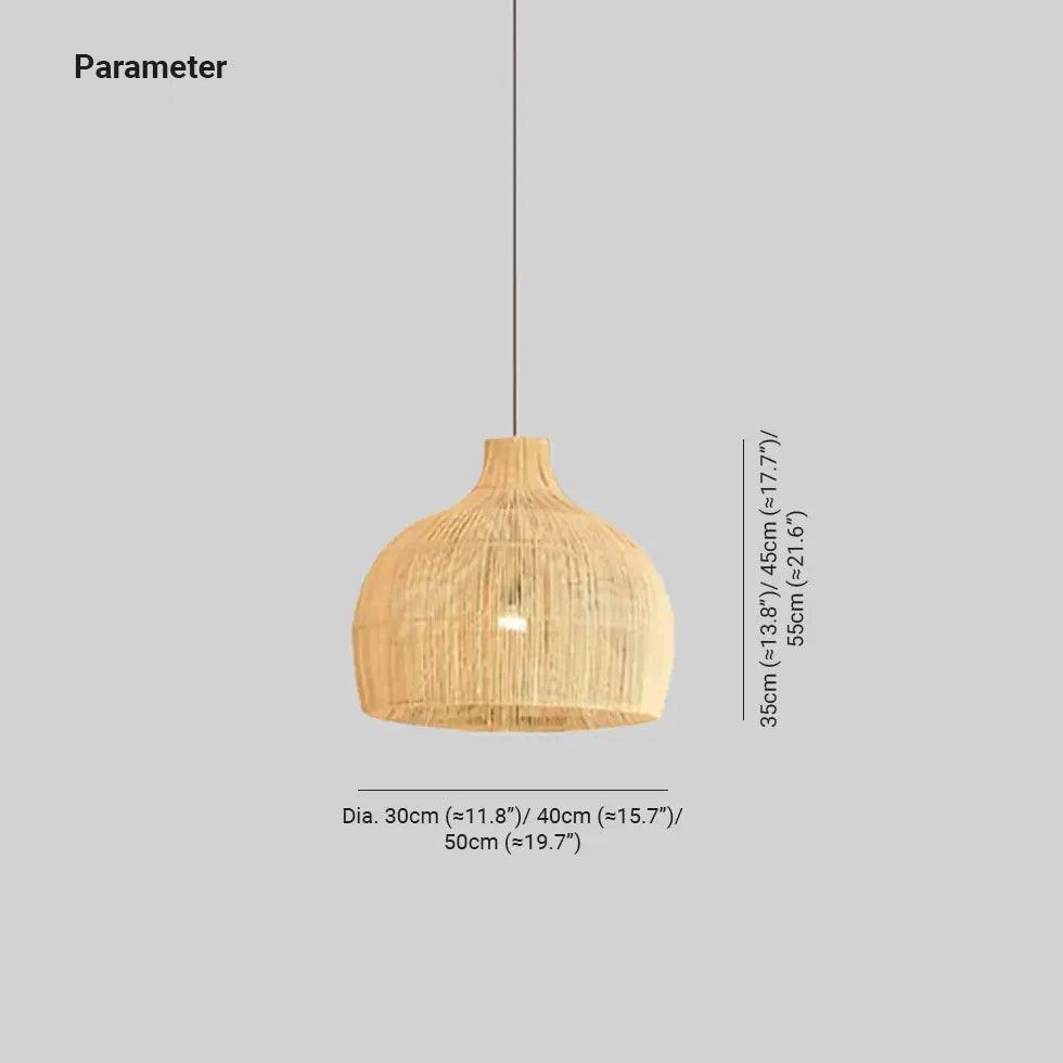 Handwoven Rattan Semi-Spherical Pendant Light - Natural Boho Ceiling Fixture for Living Room, Bedroom, or Dining Area