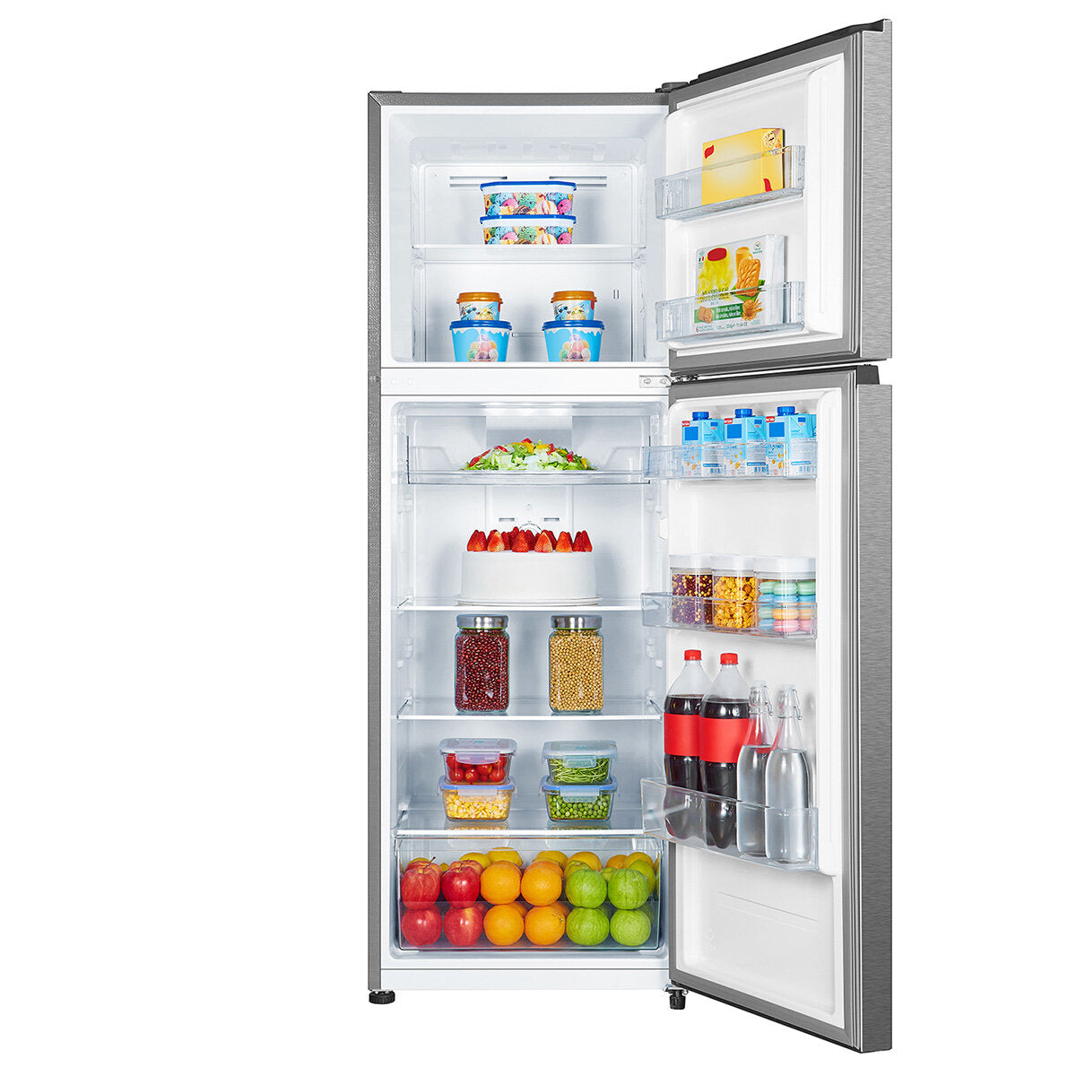 Hisense 326L Top Mount Refrigerator Silver HRTF325S - Energy Efficient Freezer with Adjustable Shelves for Kitchen, Home, Office & Dorm Use