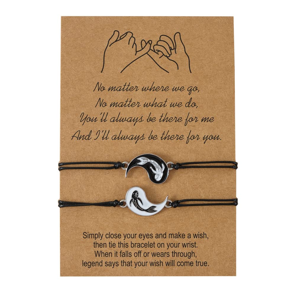 Matching Couple Necklace & Bracelet Set - Romantic Relationship Jewelry for Women, Teen Girls, Best Friends & Family - Simple & Elegant Gift with Card - Perfect for Anniversaries, Valentine's Day & Special Occasions