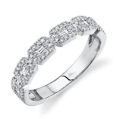 0.46CT Diamond Baguette Ring - 14K White Gold Engagement Wedding Band for Women - Perfect for Proposals, Anniversaries & Special Occasions