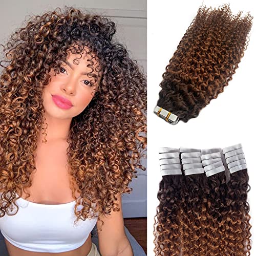 #0jerry curly-4T30(Ombre Medium Brown to Medium Auburn)