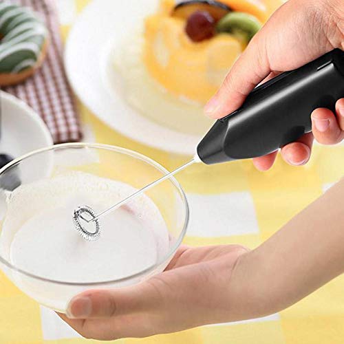 Premium Handheld Milk Frother - Electric Whisk for Coffee, Cappuccino, Hot Chocolate & Egg Beating - Mini Portable Blender & Kitchen Whisk Tool (Black) - Perfect for Home, Office & Travel Use