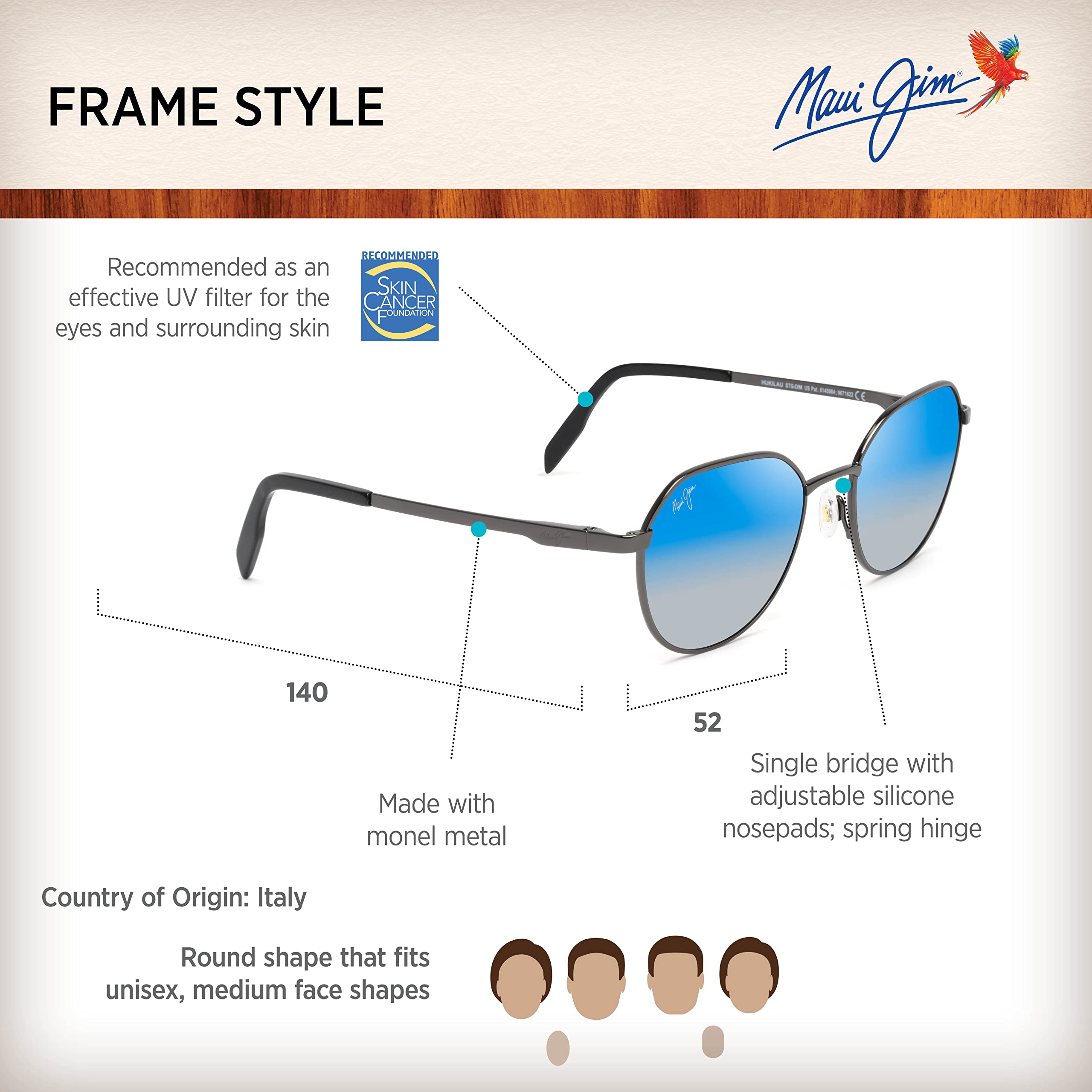 Maui Jim Hukilau Classic Polarized Sunglasses for Women - UV Protection, Lightweight & Stylish - Perfect for Beach, Driving & Outdoor Activities