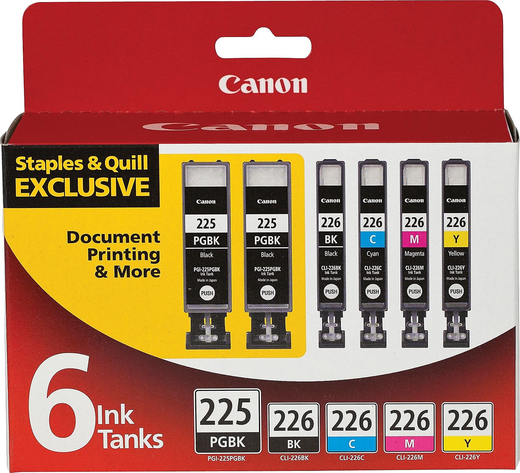 Genuine Canon PGI-225/CLI-226 6-Color Ink Pack - for iP4820, MG Series Printers - Home & Office Use