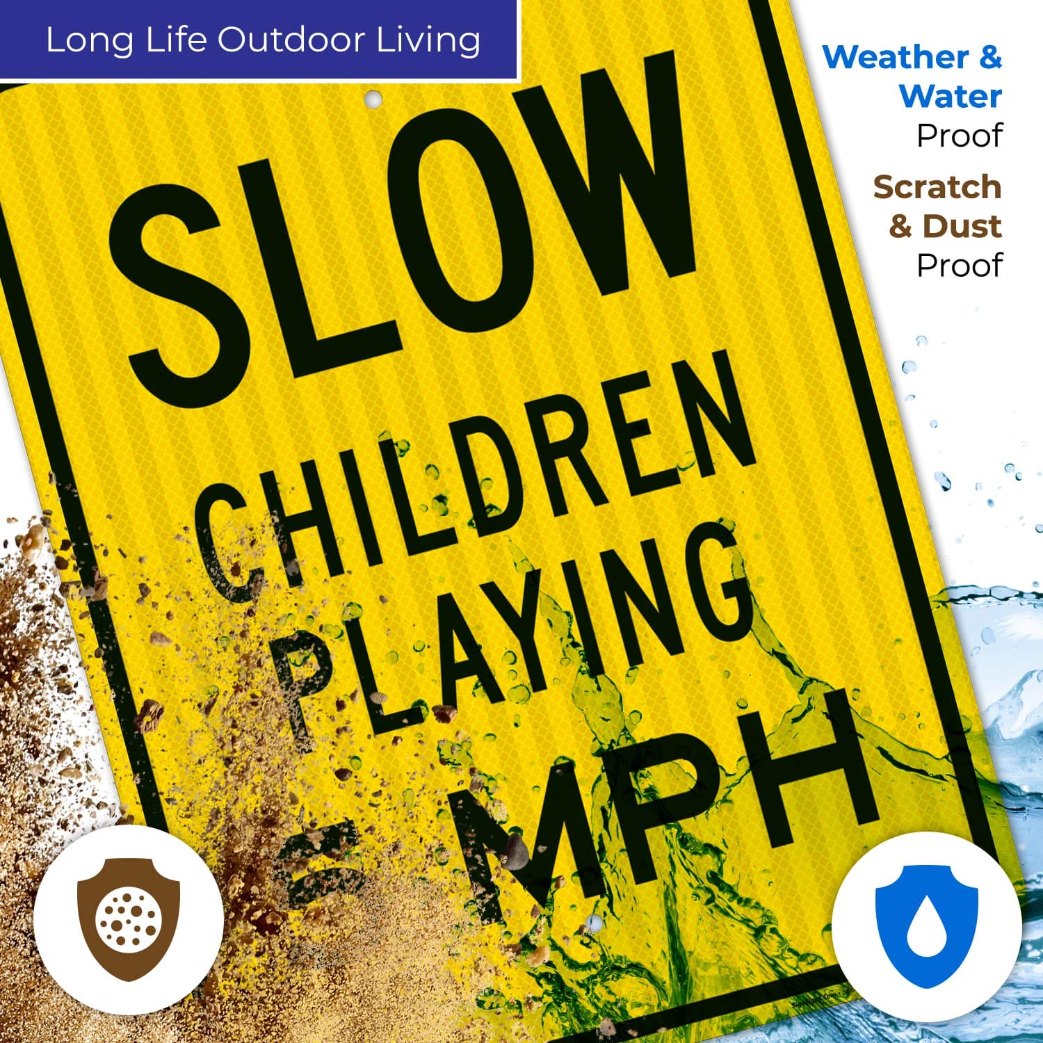Slow Children Playing 5 MPH Sign - 18x24 Inches Reflective Aluminum Traffic Sign - 3M EGP Coated, Fade Resistant - Indoor/Outdoor Use - Made in USA - Perfect for School Zones, Neighborhoods & Playground Safety