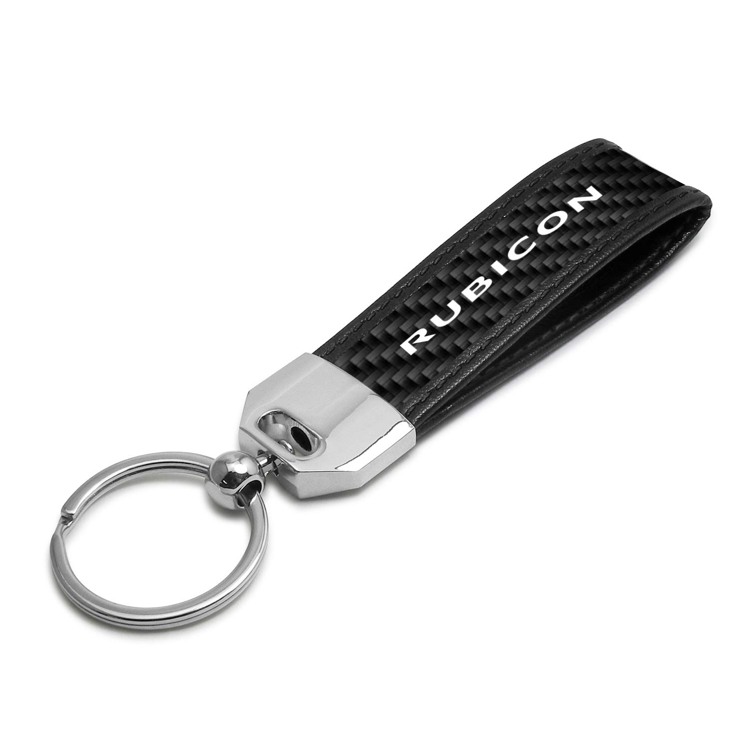 Premium 100% Real Carbon Fiber Leather Keychain with Black Stitching - Durable Car Key Holder for Jeep Wrangler & Rubicon - Perfect Gift for Off-Road Enthusiasts & Car Lovers