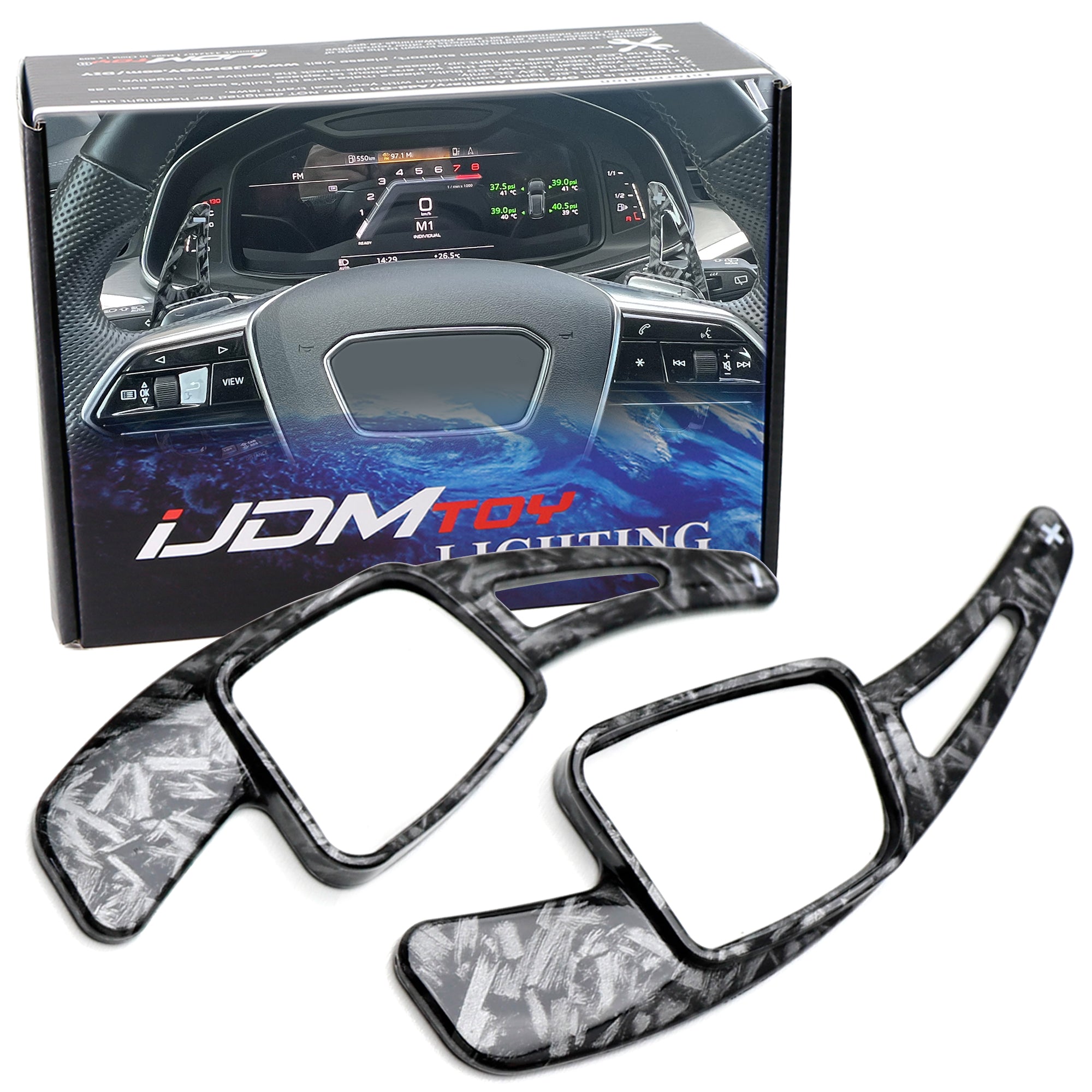 Premium Forged Carbon Fiber Steering Wheel Paddle Shifters for Audi A3 A4 A5 A7 Q5 Q7 - Upgrade Your Driving Experience with Sporty Gear Shifting (Perfect for Racing & Performance Driving)