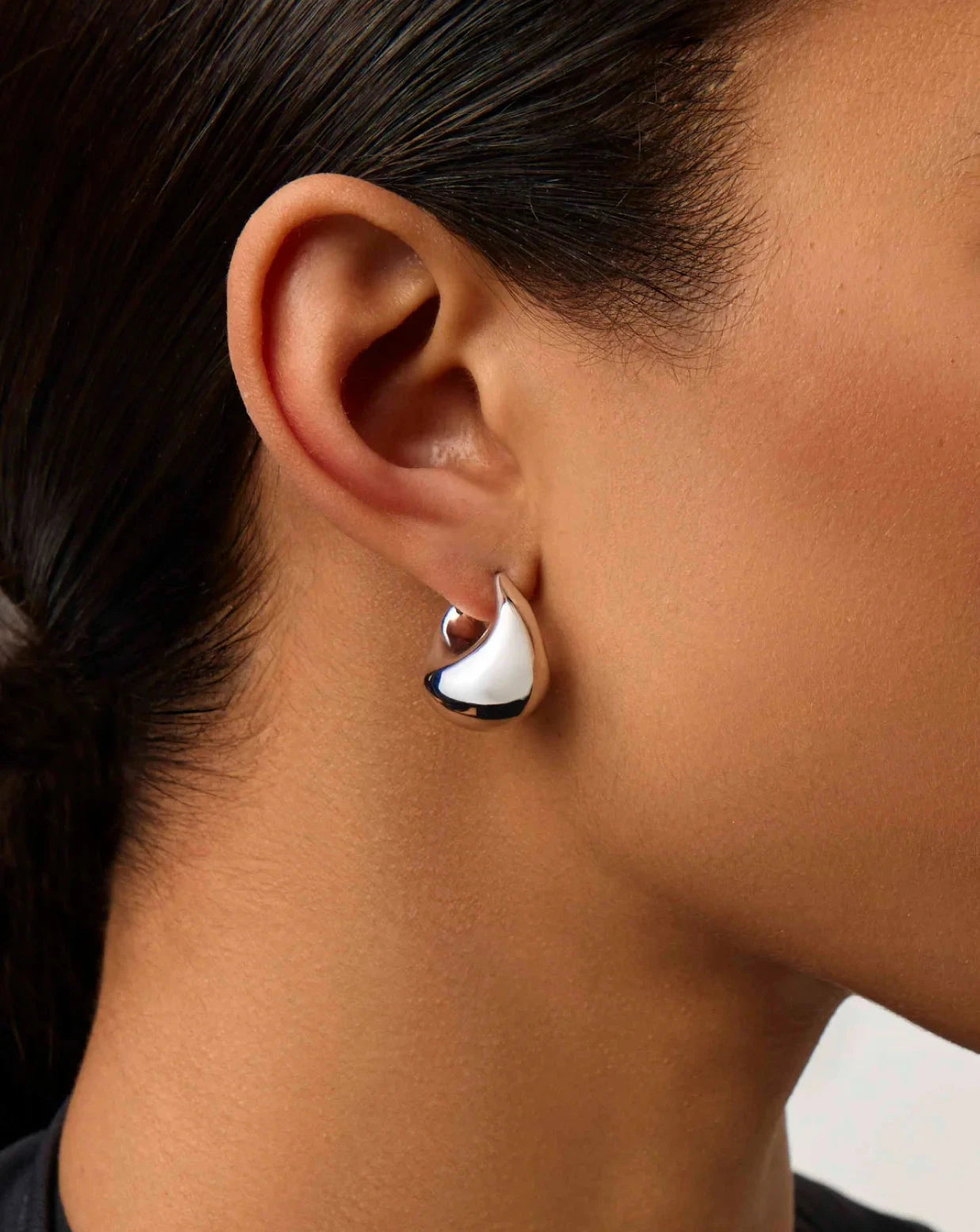 Stylish Sculptural Chubby Dome Small Hoop Earrings - Silver Plated for Women | Trendy Everyday & Party Jewelry Accessories