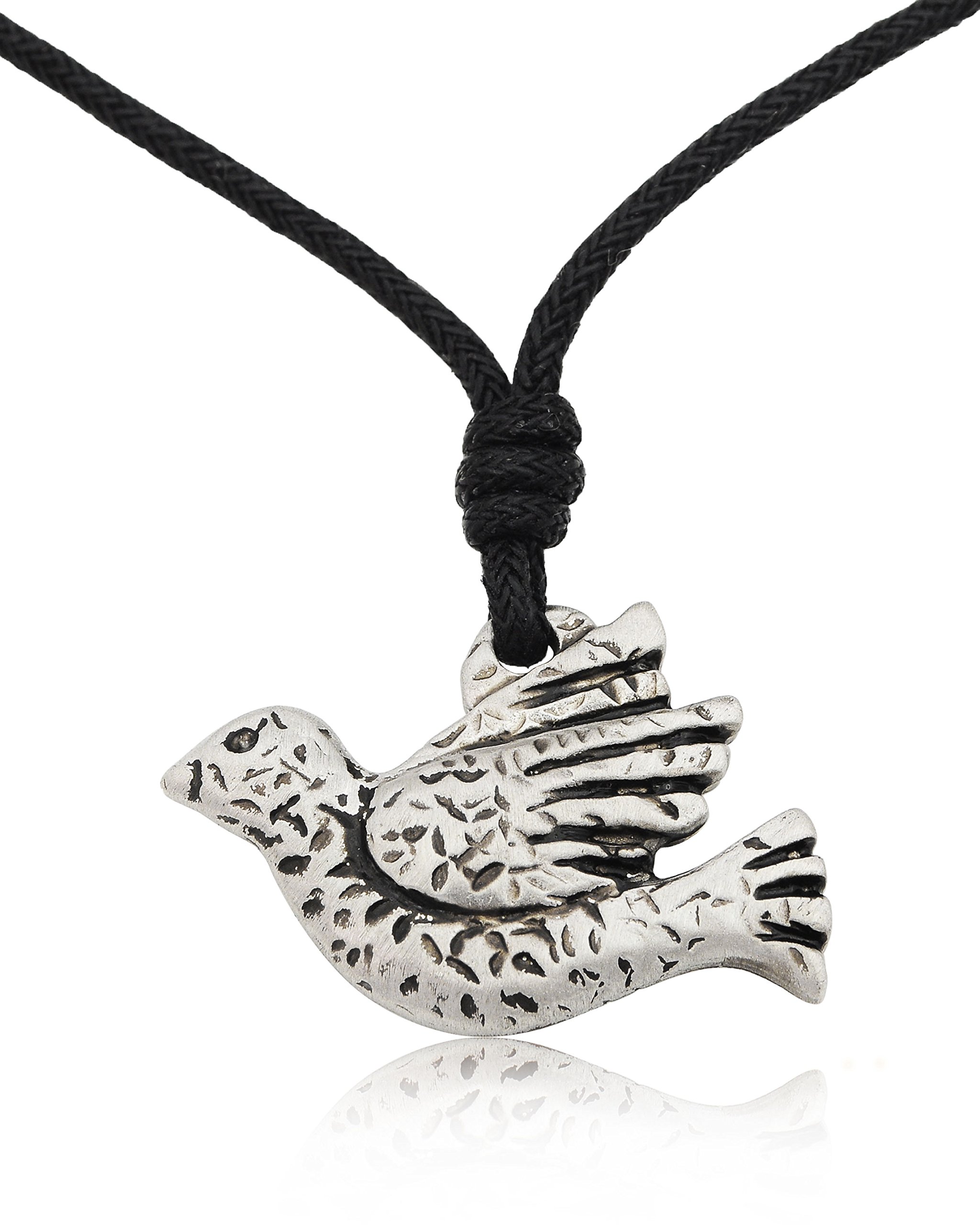 Peace Dove Silver Pewter Charm Necklace - Spiritual Gift for Women