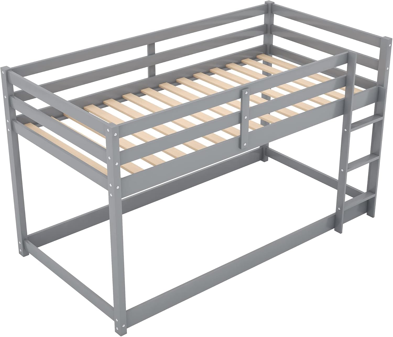 MERITLINE Twin Over Twin Bunk Bed for Kids - Detachable Wooden Bunk Bed Frame with Guardrails - Space Saving Bedroom Furniture for Small Rooms, Dorms, and Shared Kids' Bedrooms