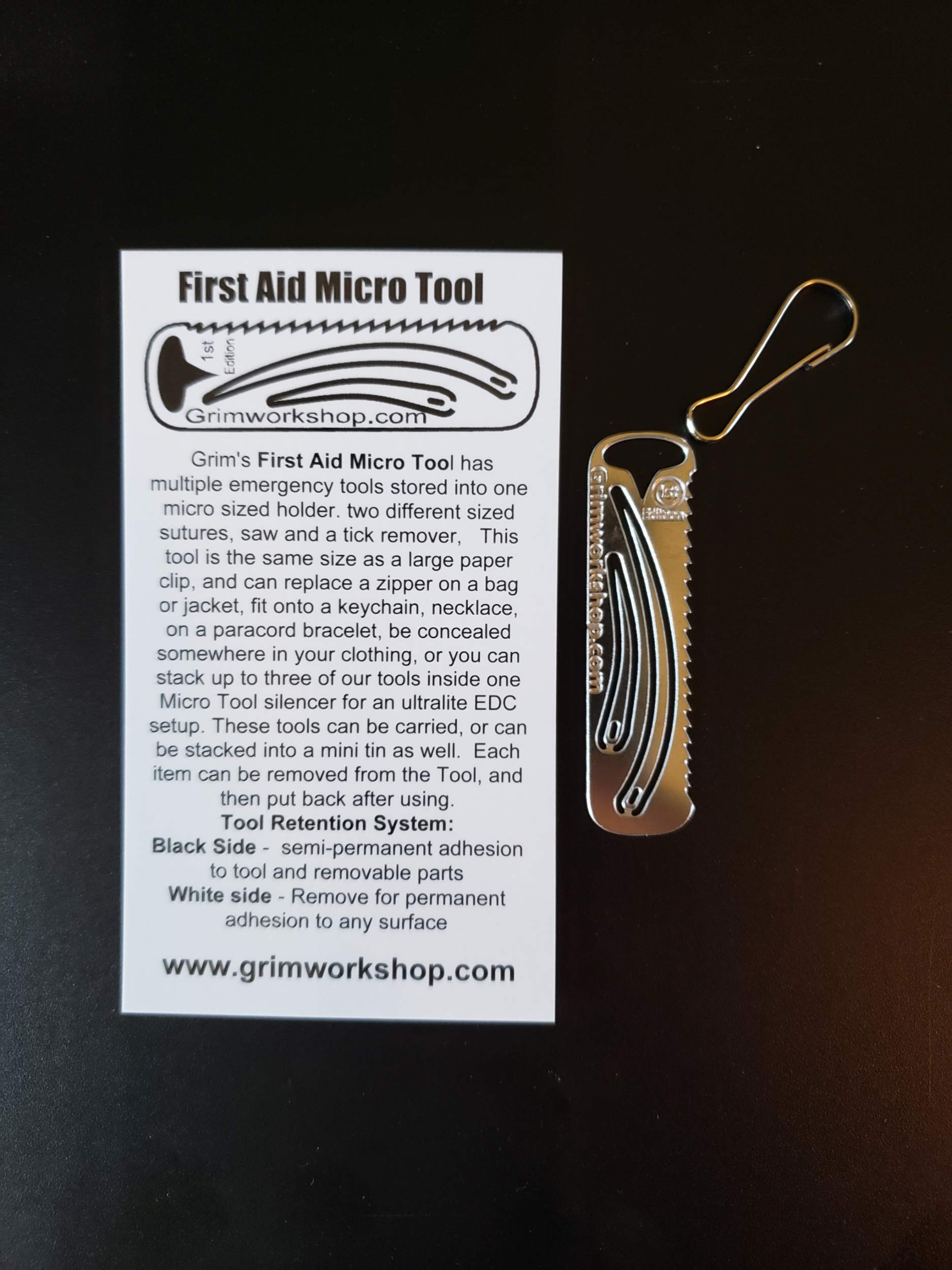 Grim Workshop First Aid Micro Tool - Compact Emergency Survival Kit for Hiking, Camping & Outdoor Adventures