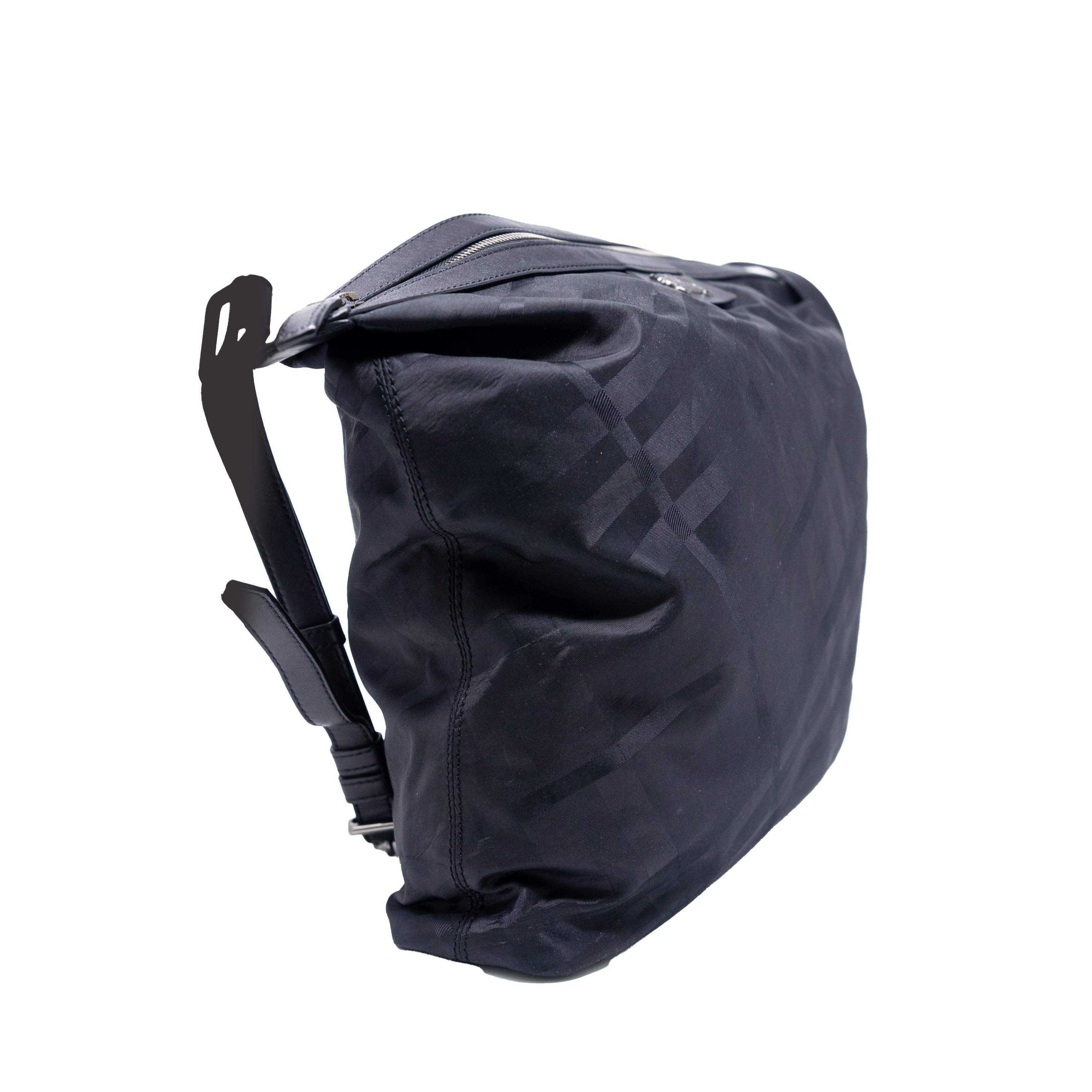 Burberry Black Smoke Check Nylon Messenger Bag for Men - Stylish Crossbody Shoulder Bag for Work, Travel & Everyday Use