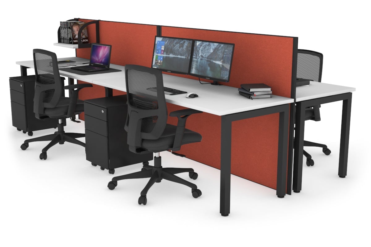 Horizon Quadro 4-Person Office Workstation Bench with Square Legs - 1400L x 700W Dimensions - Perfect for Collaborative Workspaces, Conference Rooms & Open Office Layouts
