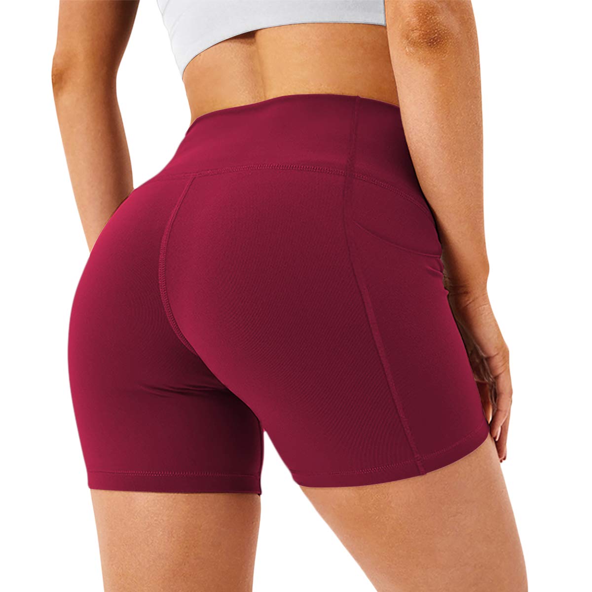 HIAMIGOS Women's High Waisted Yoga Shorts with Pockets - Non See Through Workout Shorts for Gym, Running, Cycling | Perfect for Yoga, Pilates & Active Lifestyle