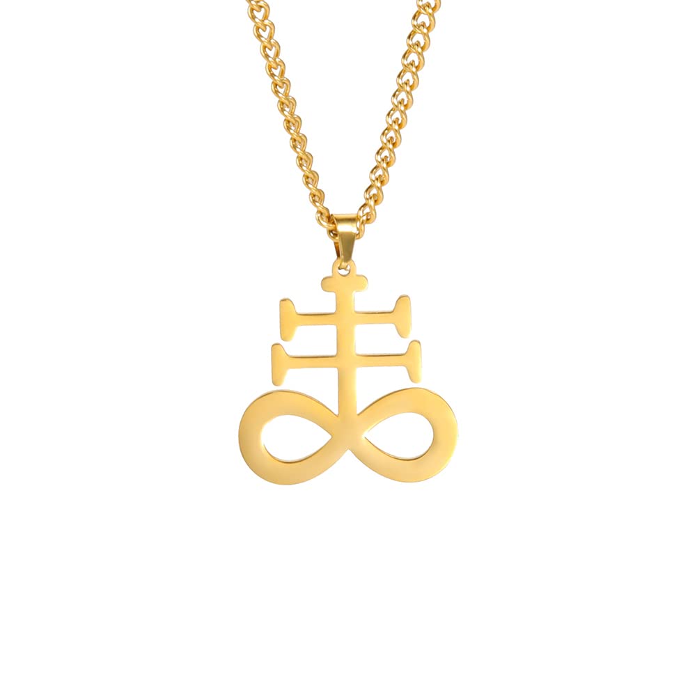 EUEAVAN Leviathan Cross Pendant Necklace - Stainless Steel Satanic Symbol Jewelry for Men & Women - Perfect for Gothic Fashion, Occult Rituals, and Alternative Religious Accessories