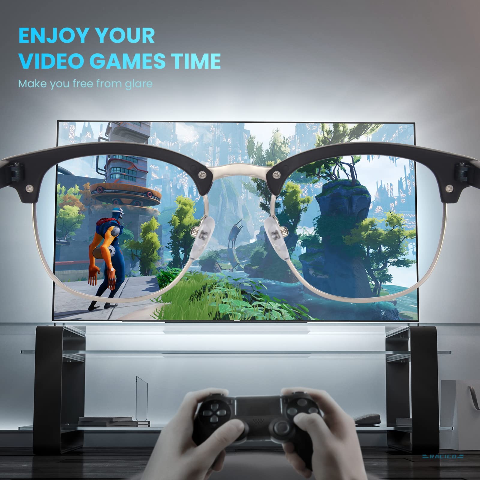 Racico Blue Light Blocking Glasses for Men & Women - Anti-Blue Ray Gaming & Computer Glasses for Eye Protection