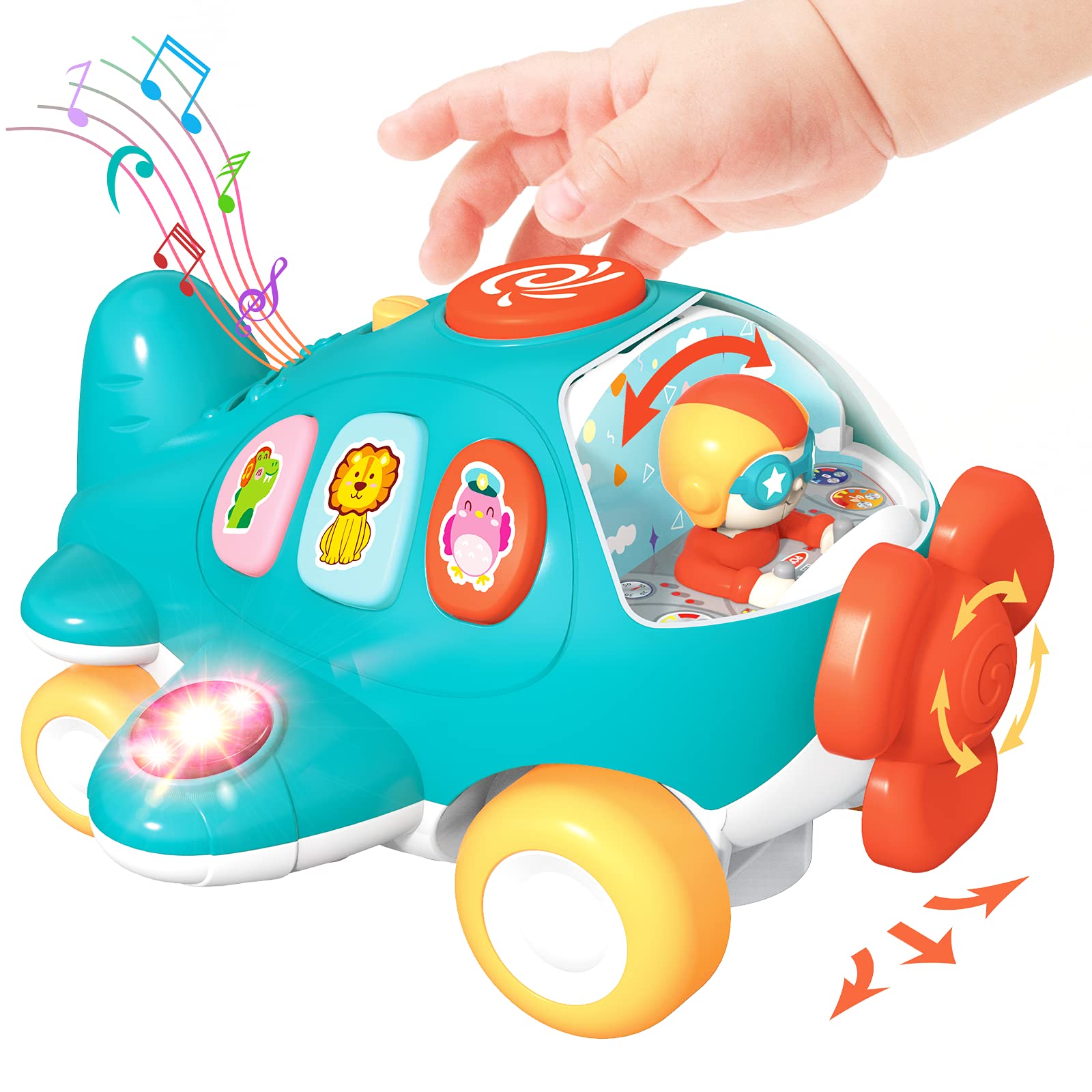 LASCOTON Airplane Toys for 1-2 Year Old Boys & Girls - Light Up Musical Baby Toys 12-18 Months | Early Learning Toddler Toys | Perfect Christmas & Birthday Gifts for Infants | Fun Playtime & Developmental Activity for Toddlers