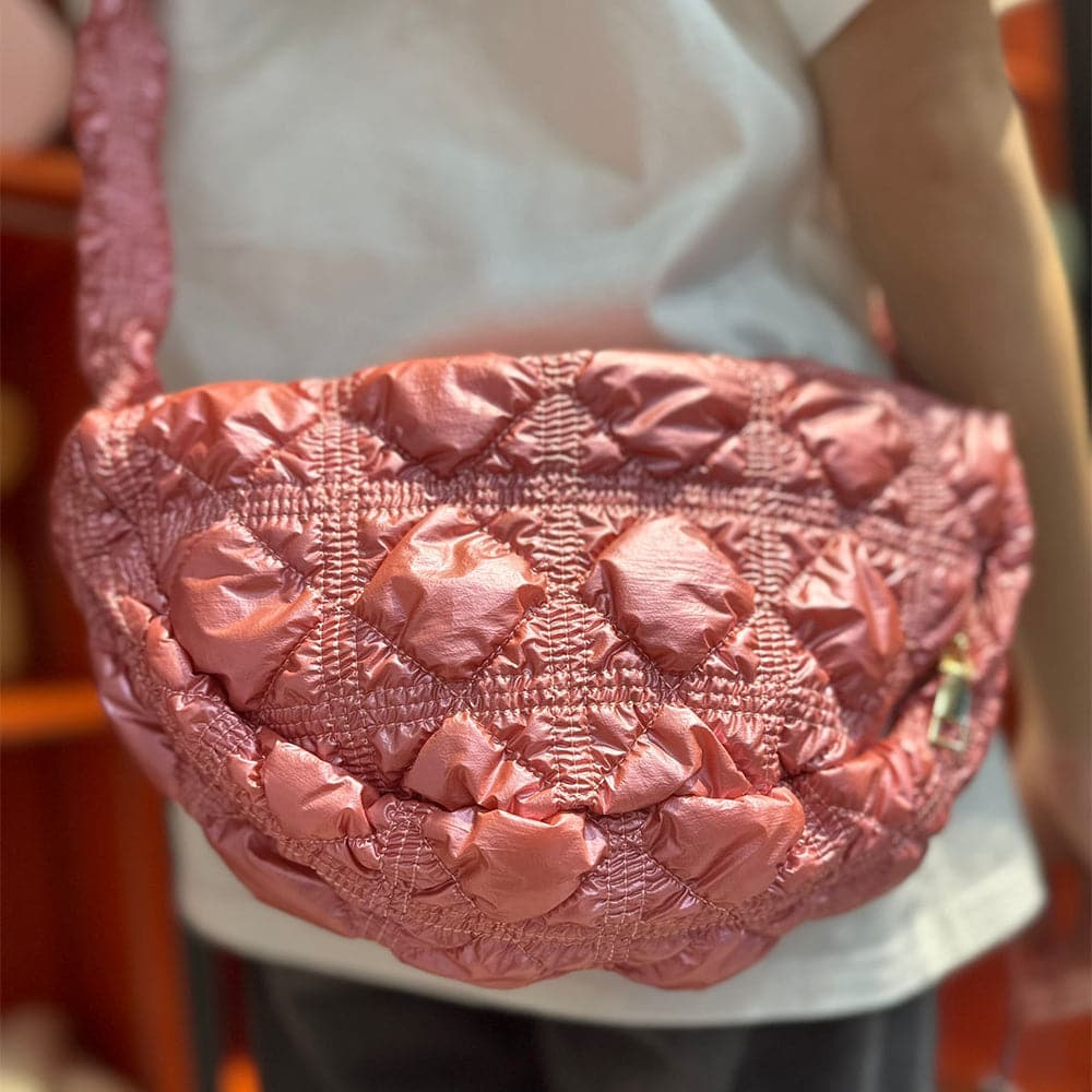 AG Collective Women's Lightweight Quilted Shoulder Puffer Bag - Stylish Crossbody Purse for Work, Travel & Everyday Use