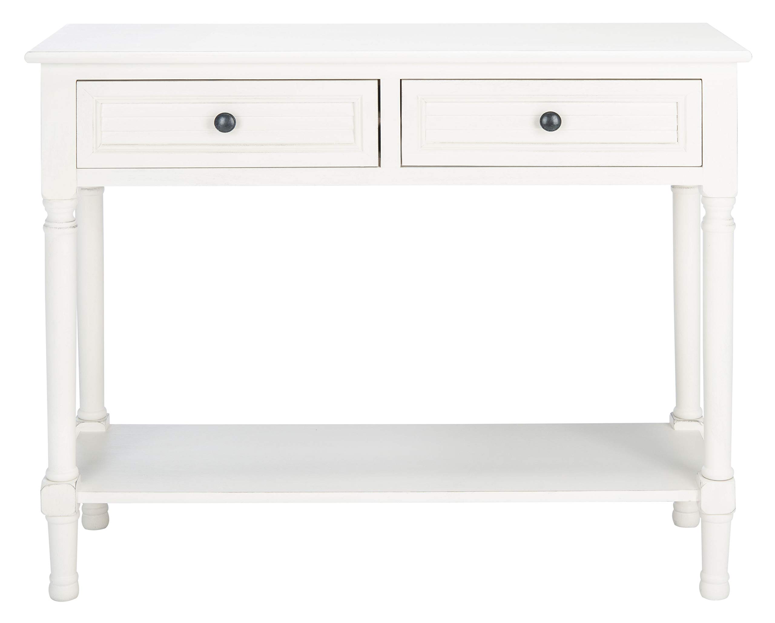 Distressed White 2-Drawer Console Table with Bottom Shelf - Safavieh Home Collection Tate | Perfect for Entryway, Living Room & Hallway Decor
