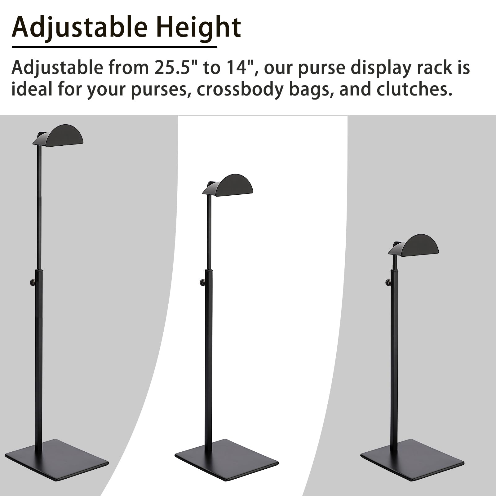 JUXYES Adjustable Handbag Display Stand - Pack of 2, Single-Side Retail Countertop Rack for Purses, Totes & Wallets | Perfect for Boutique, Retail Store & Trade Show Displays