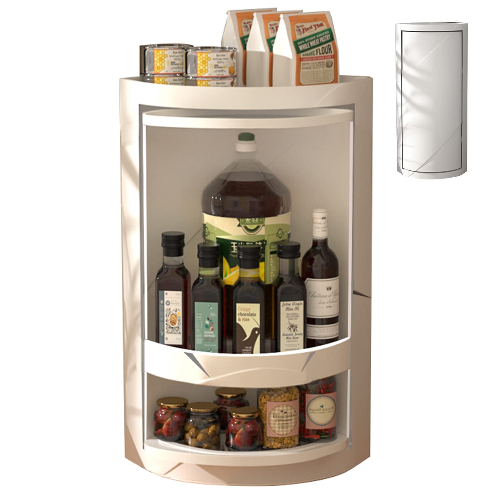 90° Corner Storage Rack - Wall Mount & Floor Standing Rotating Shelf | 2-Tier Space Saving Organizer for Kitchen, Bathroom & Dressing Table | Perfect for Storing Spices, Toiletries & Cosmetics | Durable Plastic Design for Home & Office Use