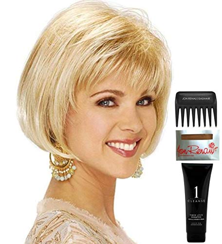 Estetica Wig Bundle - 5 Piece Set: Ellen Synthetic Wig (Color R26/613), Christy's Wigs Q&A Booklet, 2oz Travel Size Wig Shampoo, Wig Cap & Wide Tooth Comb | Perfect for Cosplay, Costume Parties & Everyday Wear