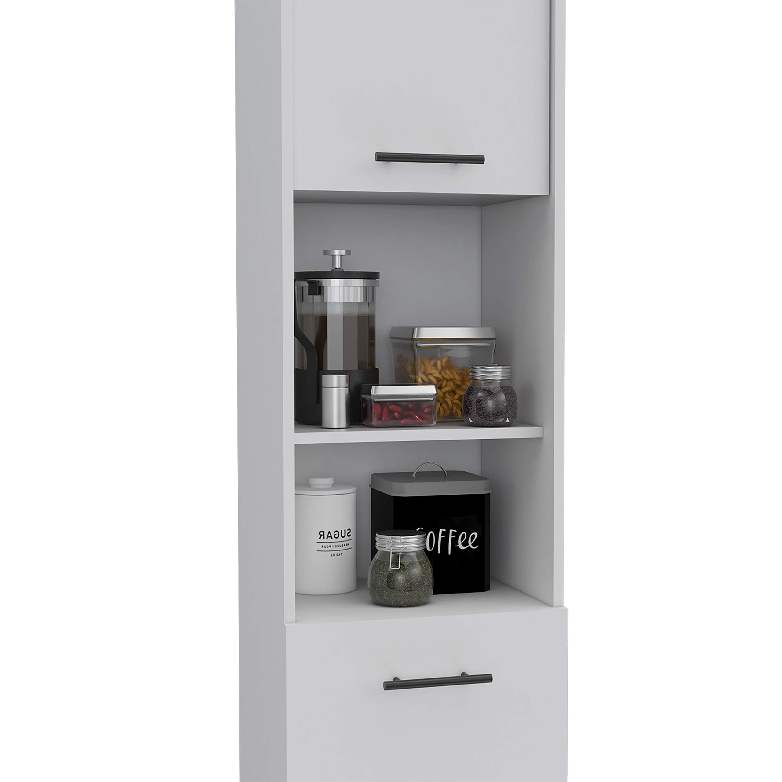 Sheffield Pantry Kitchen Cabinet - 2 Cabinets & 2 Open Shelves for Storage | Perfect for Small Kitchens, Pantry Organization & Home Decor