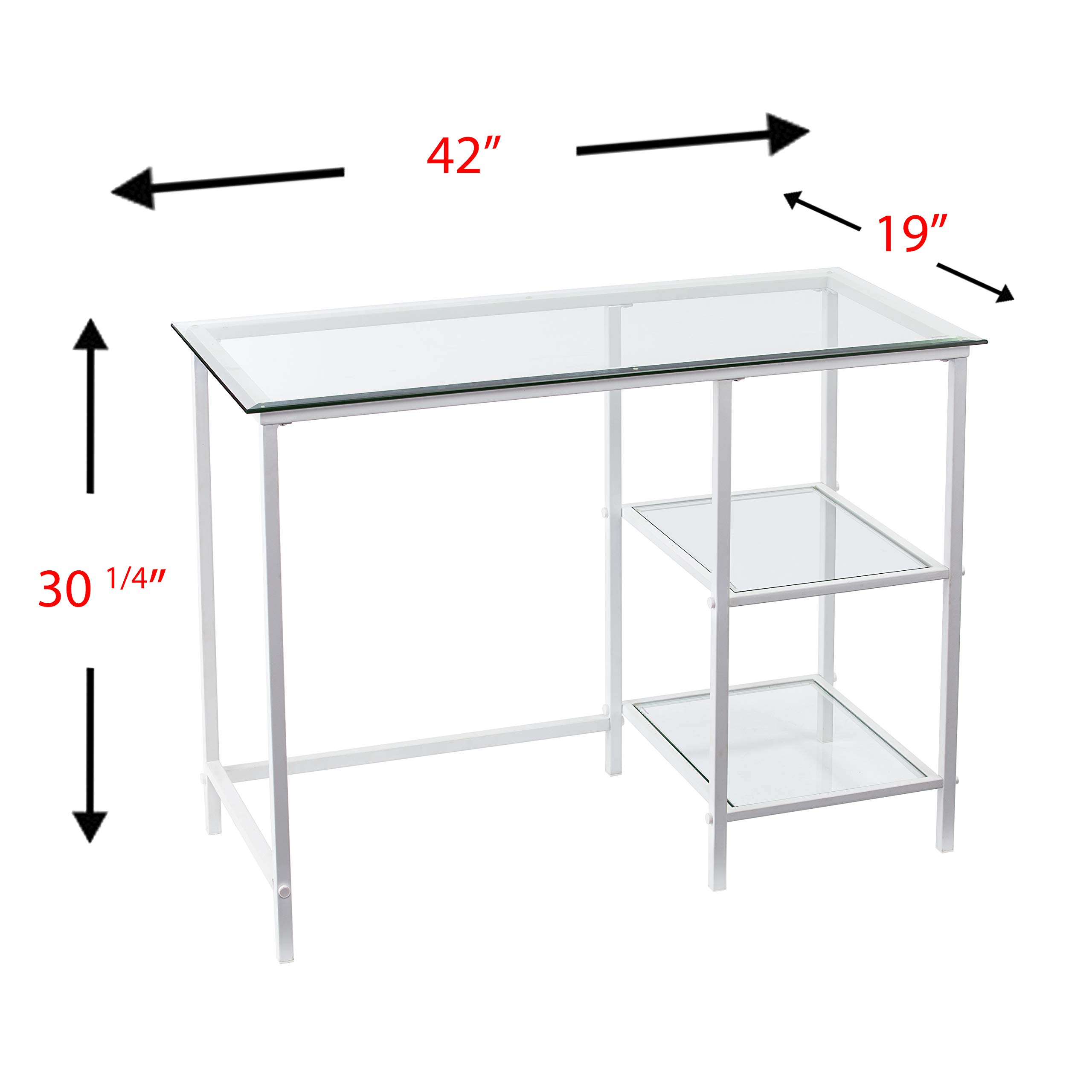 SEI Furniture Layton Metal and Glass Student Desk - White Study Desk for Home Office, Dorm Room, or Small Spaces
