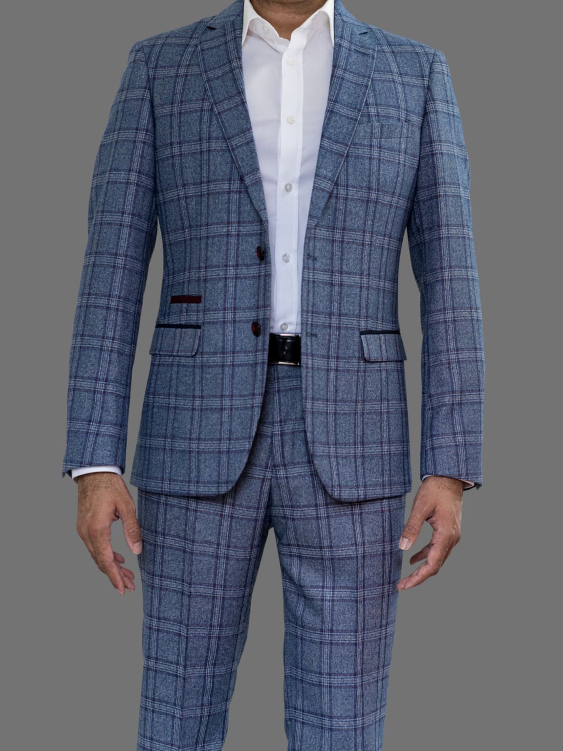 Marc Darcy Abbott Men's Blue Tweed Check Blazer - Slim Fit Formal Jacket for Business, Weddings & Special Occasions
