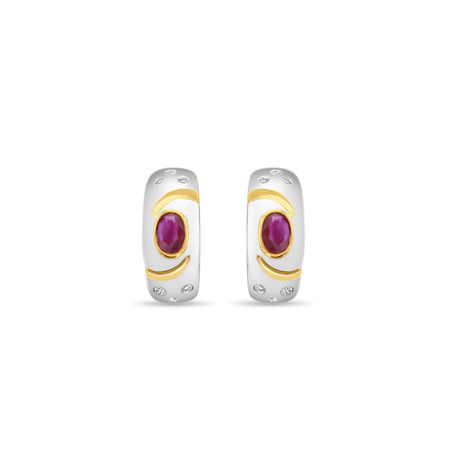 14K Two-Toned Gold Ruby Earrings for Women – Elegant Dangle Hoop Earrings for Parties, Weddings & Special Occasions