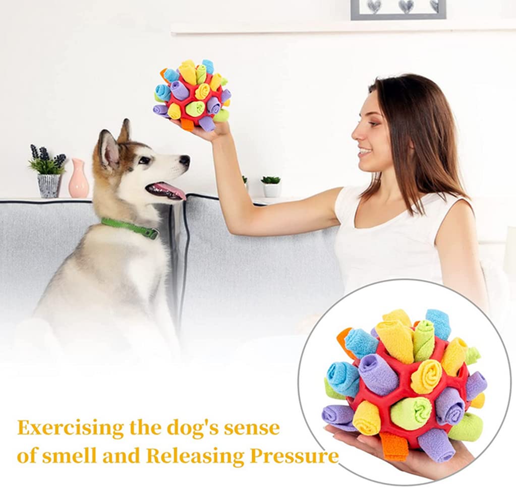 Ulgoo Interactive Dog Puzzle Toy - Chew Proof Enrichment Game for Dogs, Encourages Natural Foraging Skills - Portable Snuffle Ball for Mental Stimulation (Red) - Perfect for Indoor Play, Training & Anxiety Relief