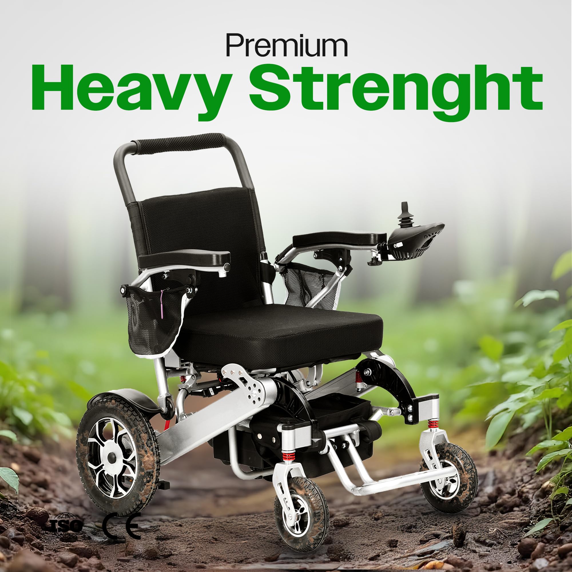 **Culver Mobility Wolf Electric Wheelchair for Adults – All-Terrain, Lightweight, Foldable Power Wheelchair with Remote Control – XL Comfortable Motorized Mobility Aid (Black) – Ideal for Outdoor, Travel & Daily Use**