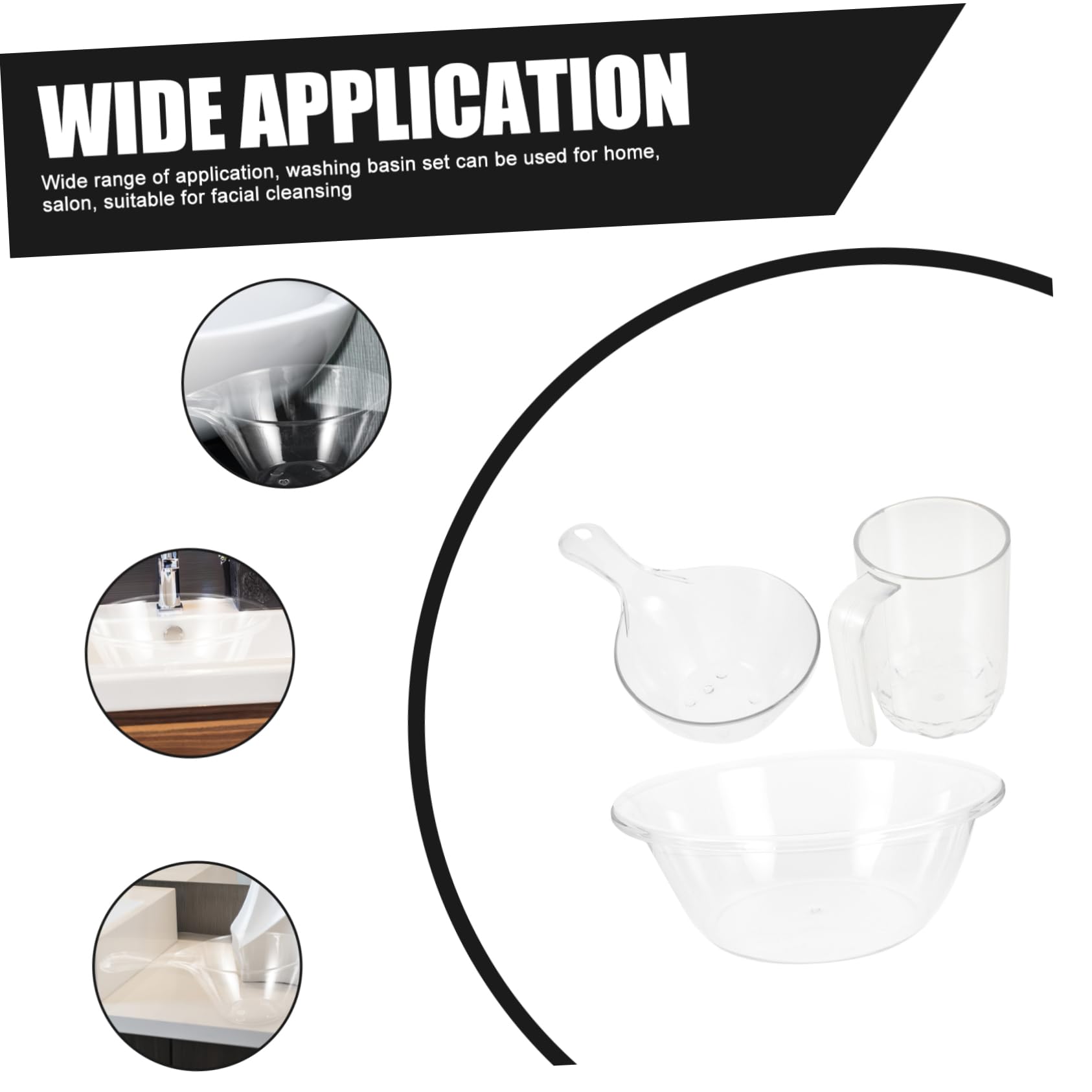 1 Set Clear Plastic Round Wash Basin for Beauty Salon & Facial Cleansing - Professional Washing Bowl Kit for Spa, Hair Washing, Manicure & Home Use