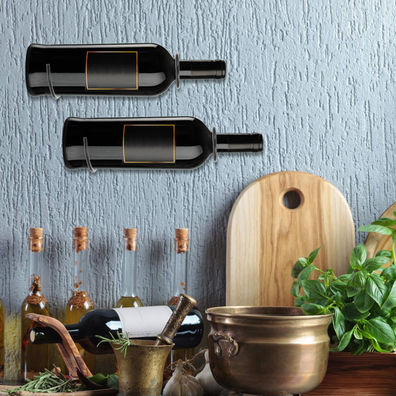 iplusmile 6-Piece Wall Mounted Wine Rack Set - Metal Wine Bottle Display Holder & Organizer for Red Wine Storage - Perfect for Kitchen, Bar, Restaurant, and Home Decor