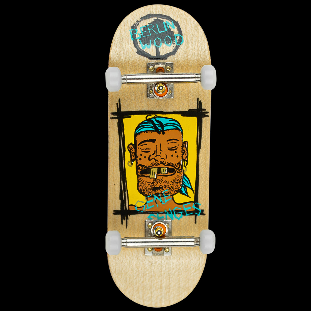 Berlinwood Fingerboard Complete - Gene Senges Pirate Pro Fingerboard Skateboard for Tricks & Stunts | Perfect for Skateboard Enthusiasts & Collectors | Indoor & Outdoor Practice