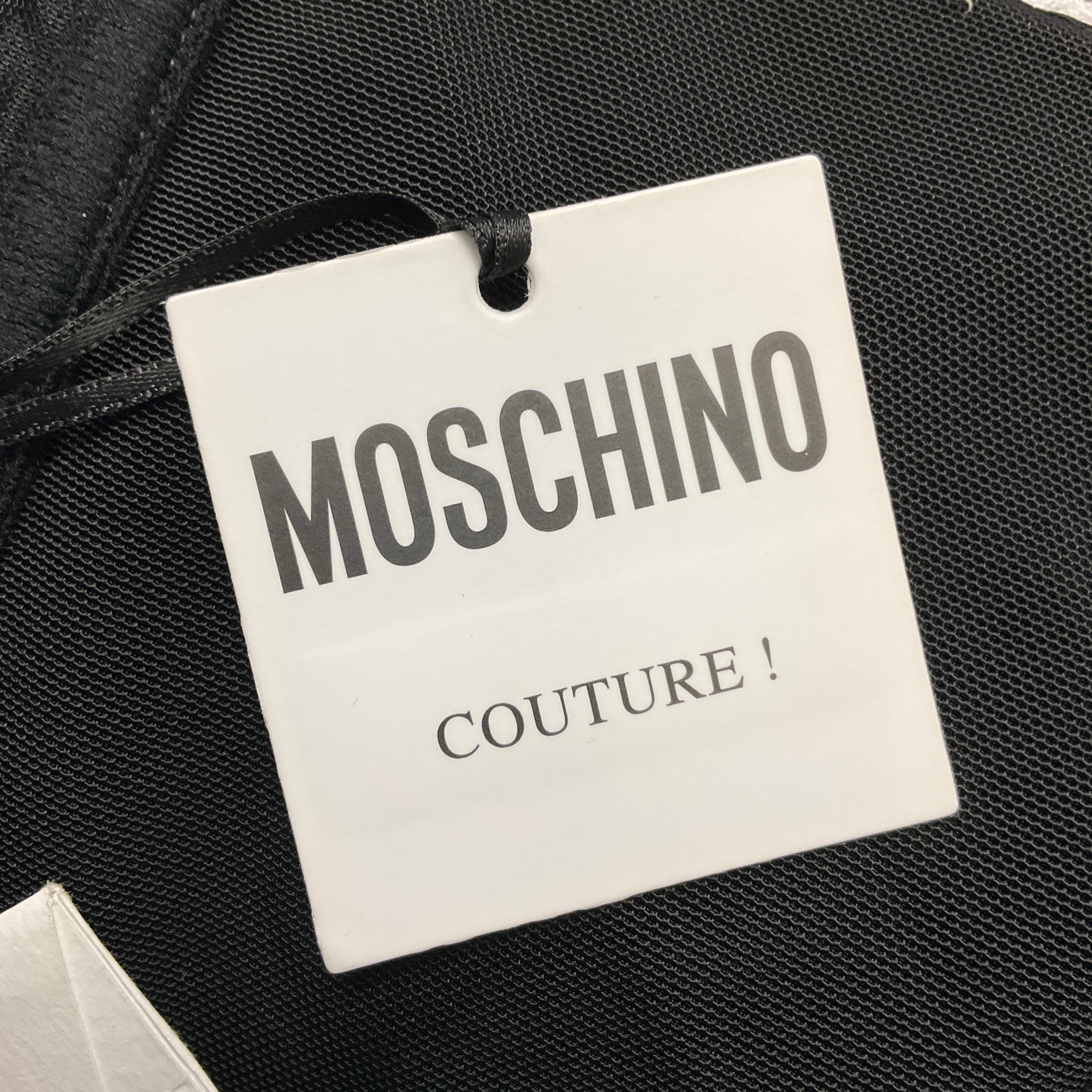 Moschino Couture Black & White 2022 Crochet Trim Sleeveless Button Front Cotton Dress for Women | Summer Party, Wedding Guest, Cocktail Attire
