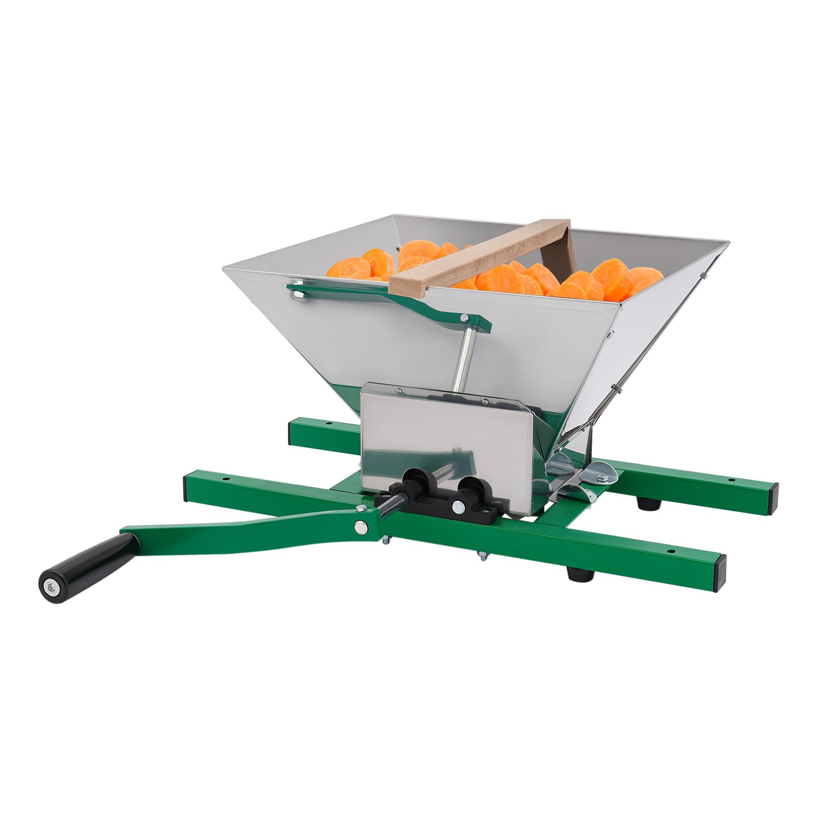 Premium 7L/1.85Gal Stainless Steel Manual Fruit Crusher & Juicer - Portable Grape Grinder for Wine, Cider Making - Ideal for Apples, Berries, Vegetables - Green & Silver (Perfect for Home Brewing, Farm Harvesting & DIY Juice Pressing)