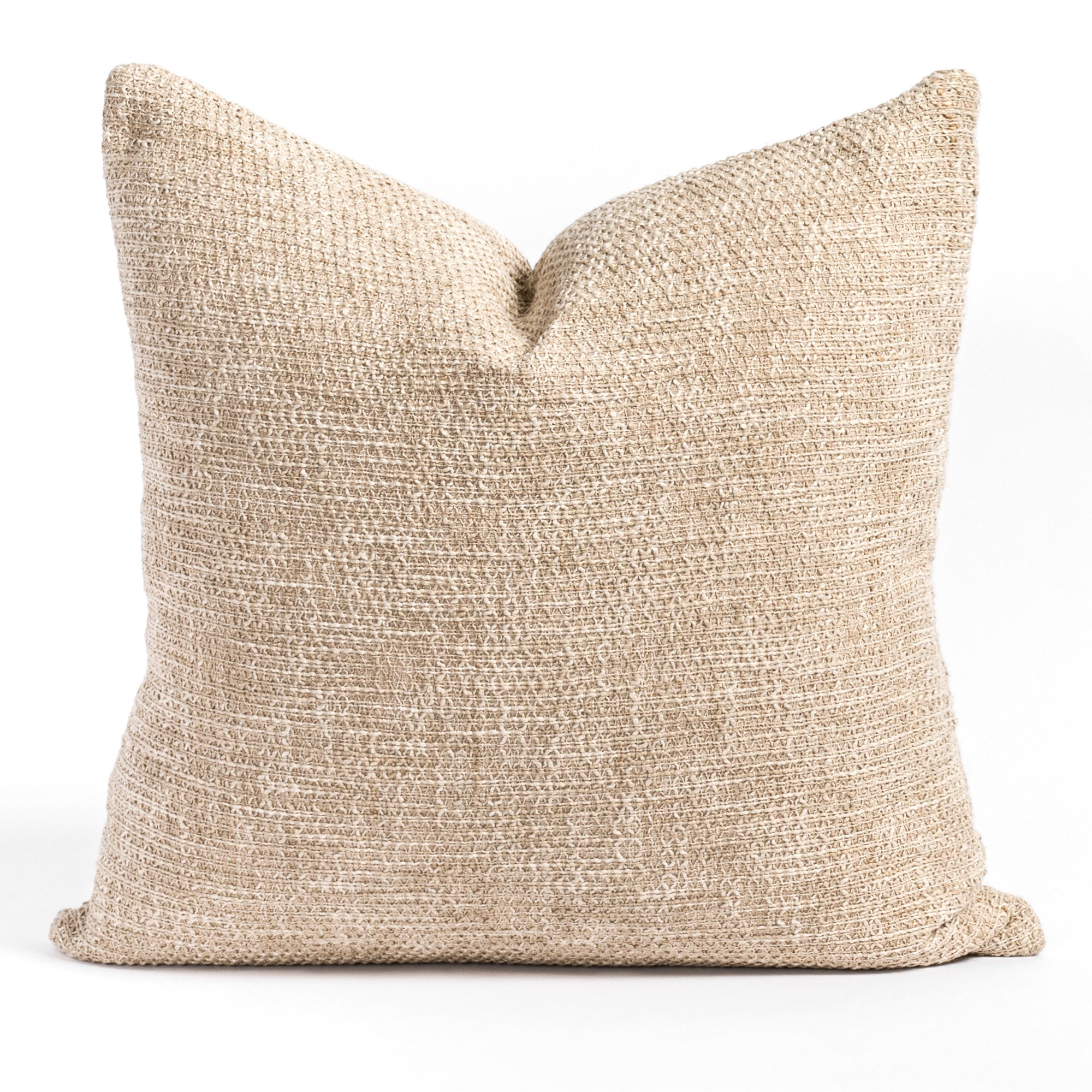 Taryn 22x22 Inch Decorative Throw Pillow Cover - Natural Linen Square Cushion for Sofa, Bed & Home Decor