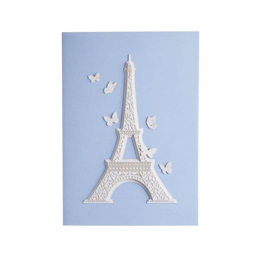 Laser Cut Eiffel Tower Birthday Card - Elegant Parisian Greeting Card for Women & Men - Perfect for Anniversaries, Valentine's Day & Romantic Occasions